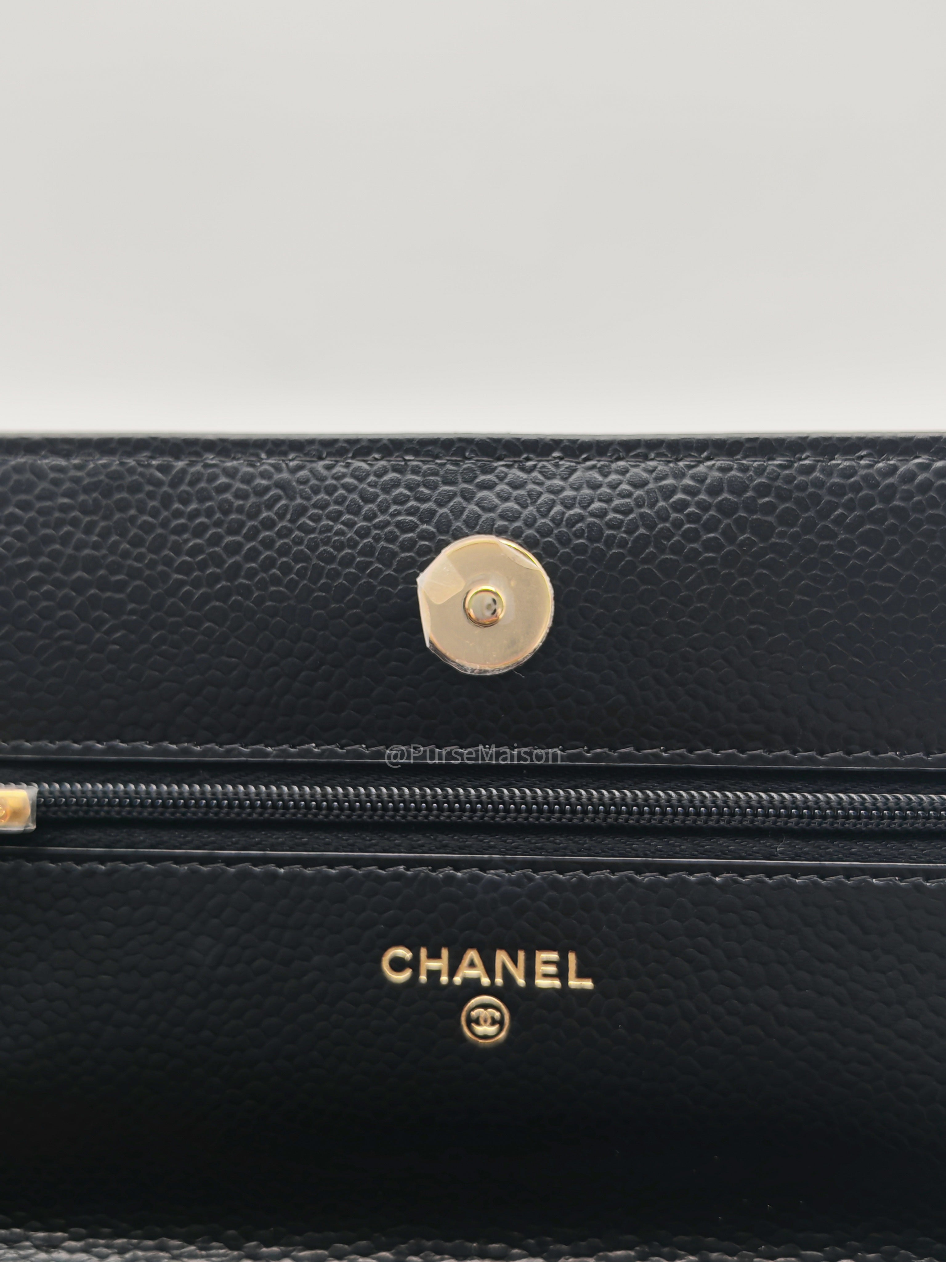 Chanel Classic Wallet on Chain (WOC) Black Caviar Leather Gold Hardware Microchip (EU****3L)
