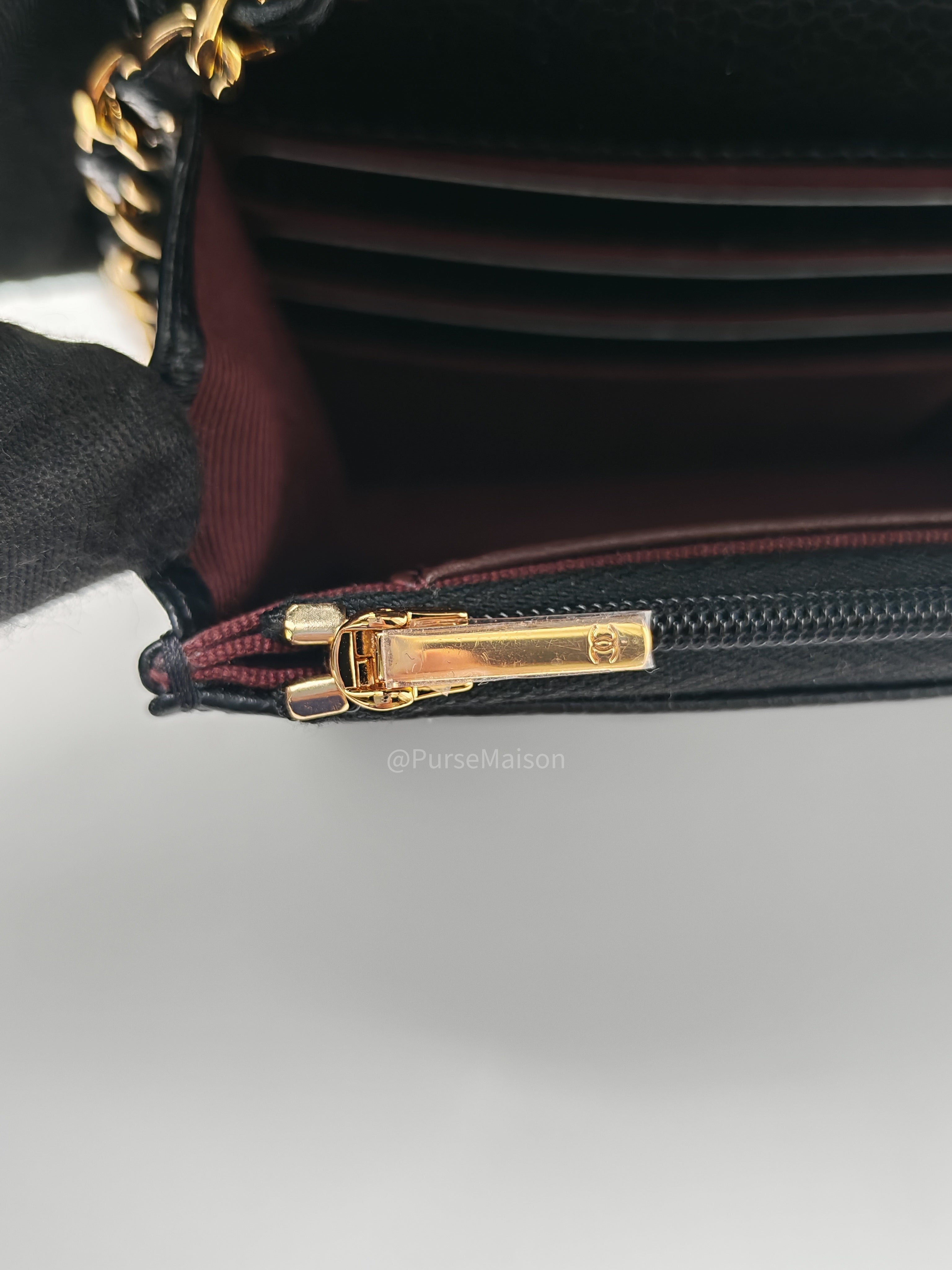Chanel Classic Wallet on Chain (WOC) Black Caviar Leather Gold Hardware Microchip (EU****3L)