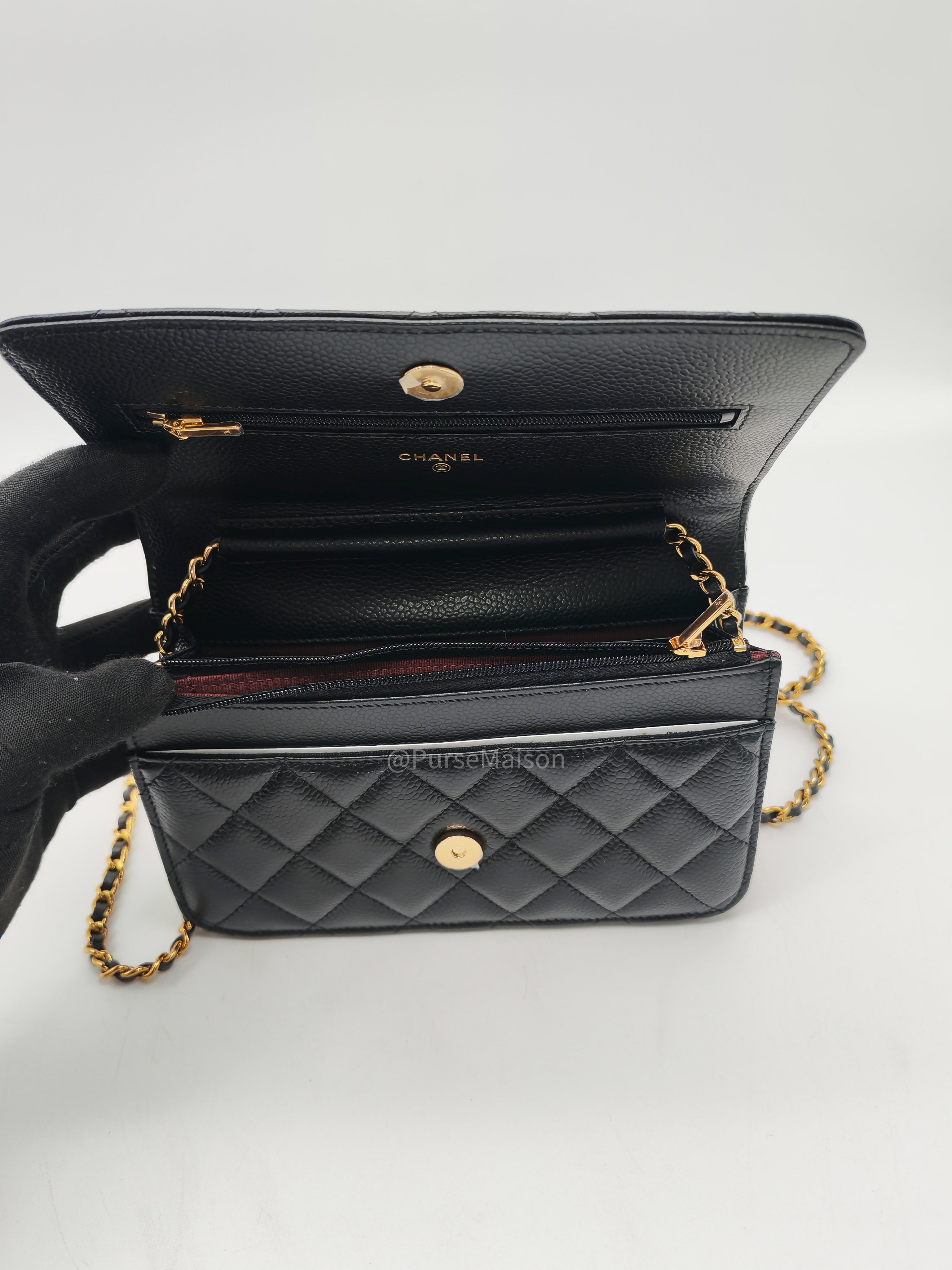 Chanel Classic Wallet on Chain (WOC) Black Caviar Leather Gold Hardware Microchip (EU****3L)