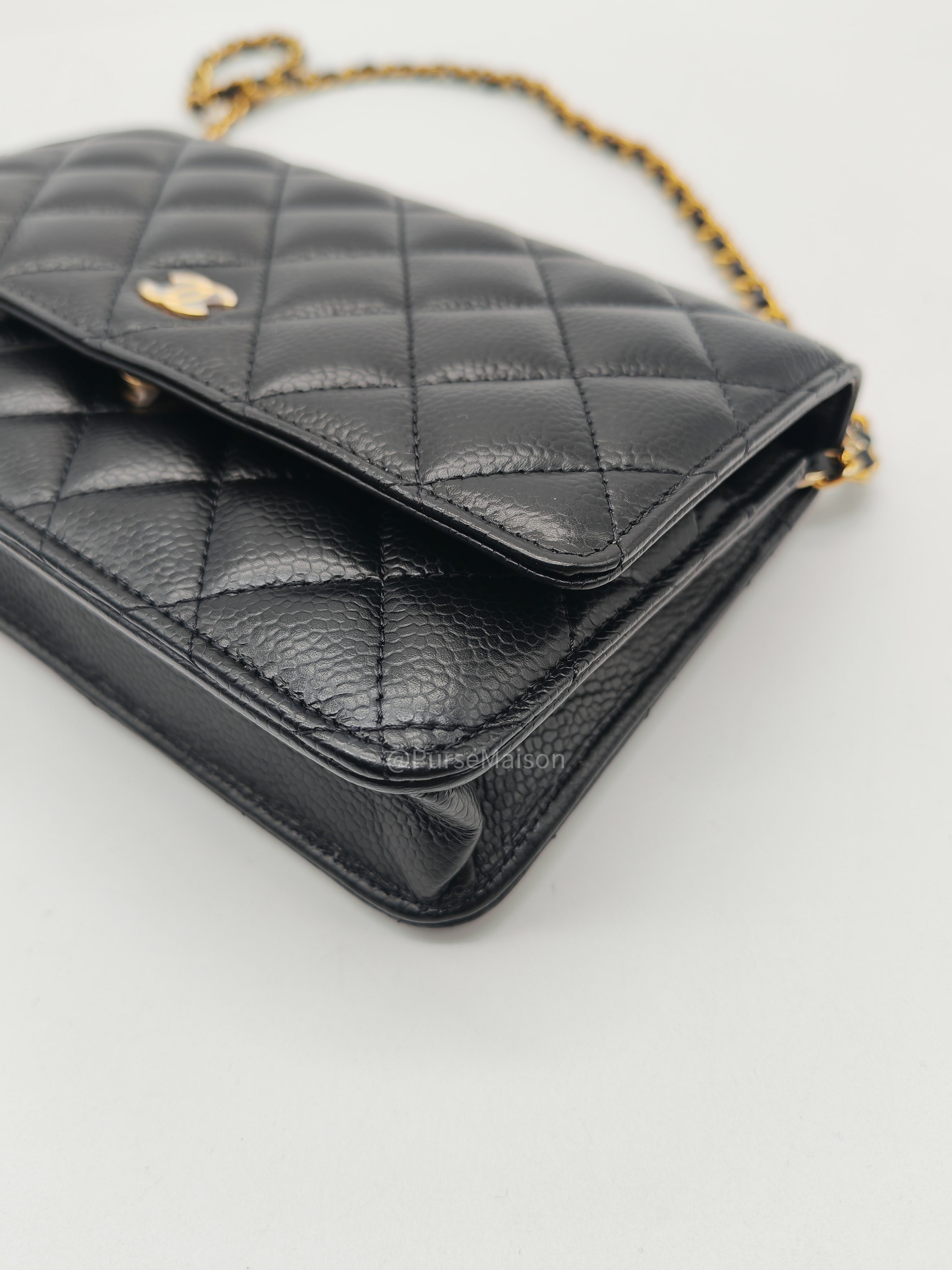 Chanel Classic Wallet on Chain (WOC) Black Caviar Leather Gold Hardware Microchip (EU****3L)