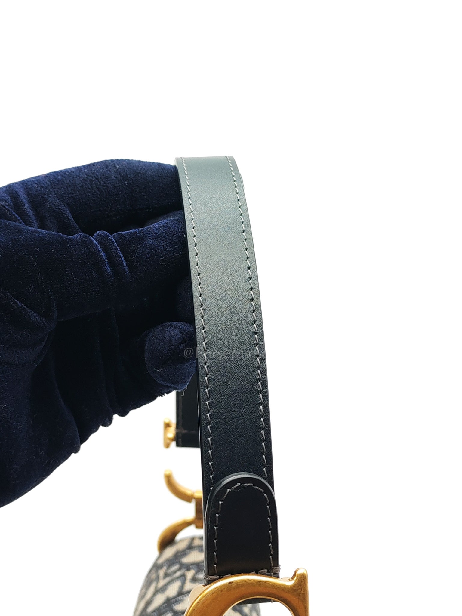 Saddle Bag Medium in Blue Oblique Jacquard Canvas & Gold Hardware | Purse Maison Luxury Bags Shop
