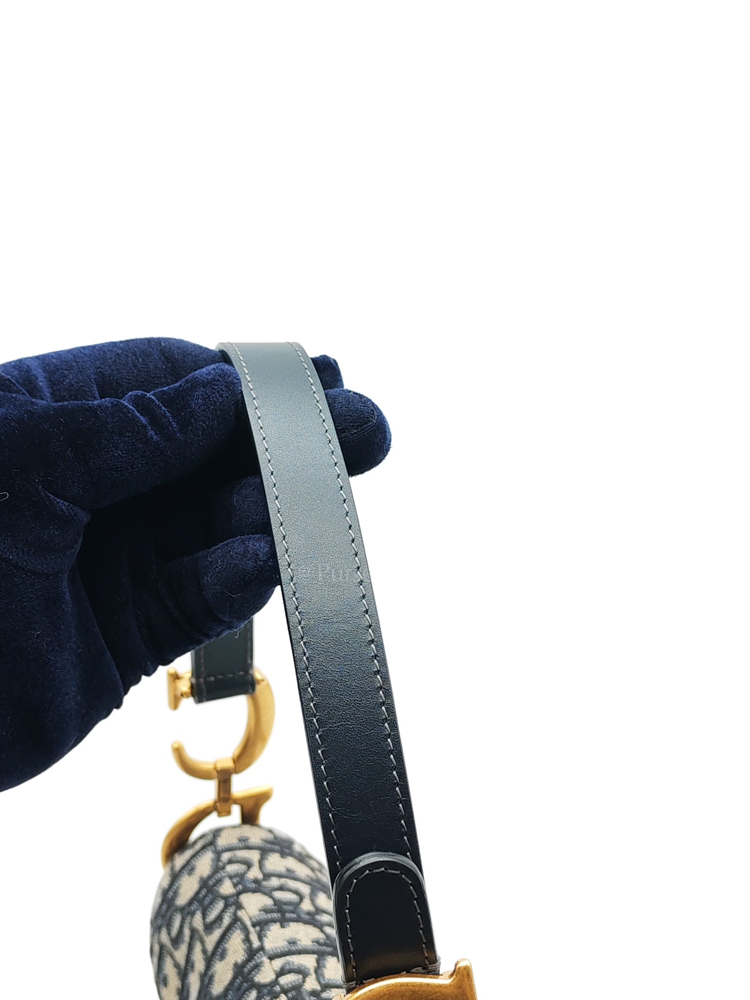 Saddle Bag Medium in Blue Oblique Jacquard Canvas & Gold Hardware | Purse Maison Luxury Bags Shop