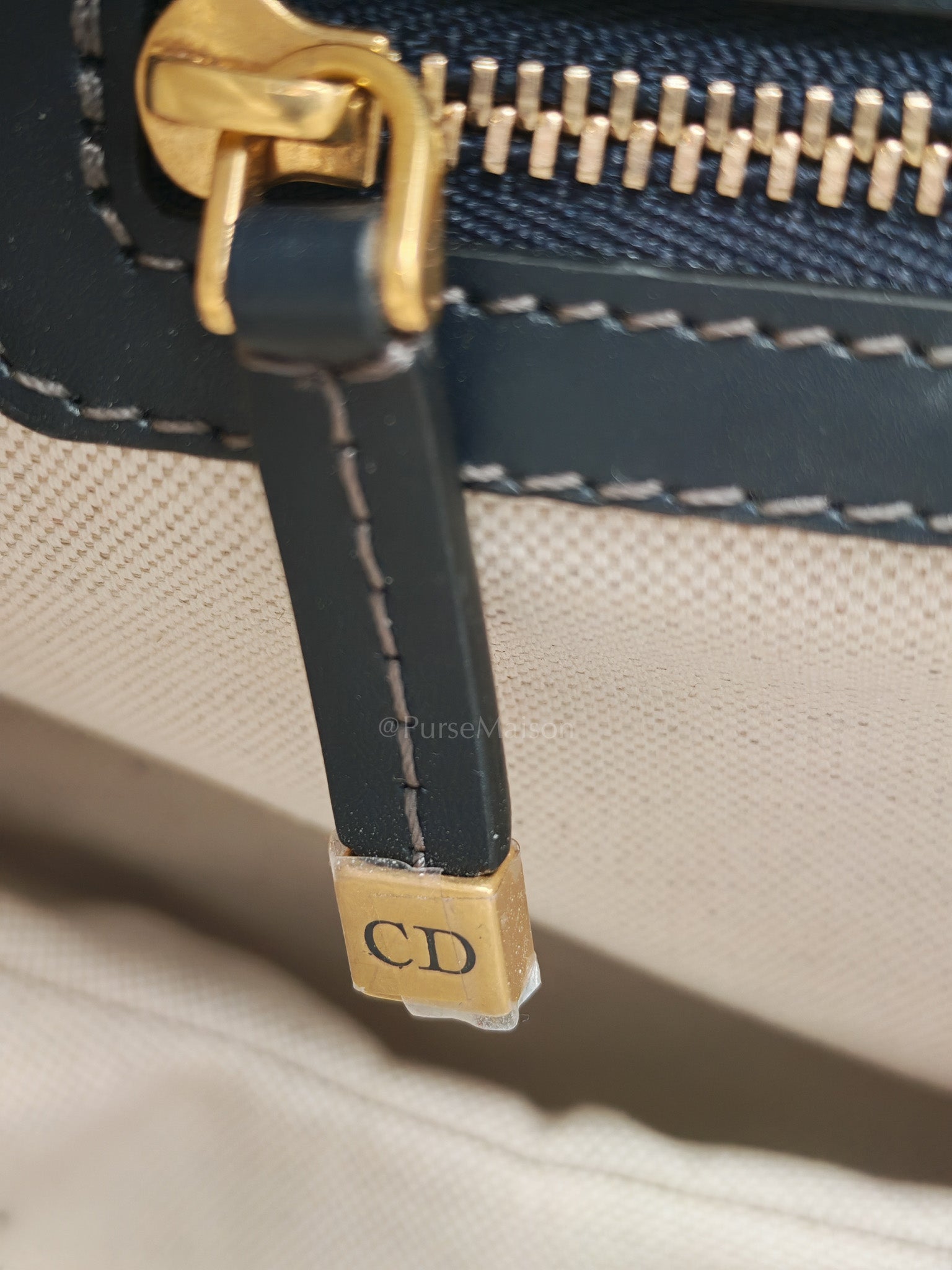 Saddle Bag Medium in Blue Oblique Jacquard Canvas & Gold Hardware | Purse Maison Luxury Bags Shop
