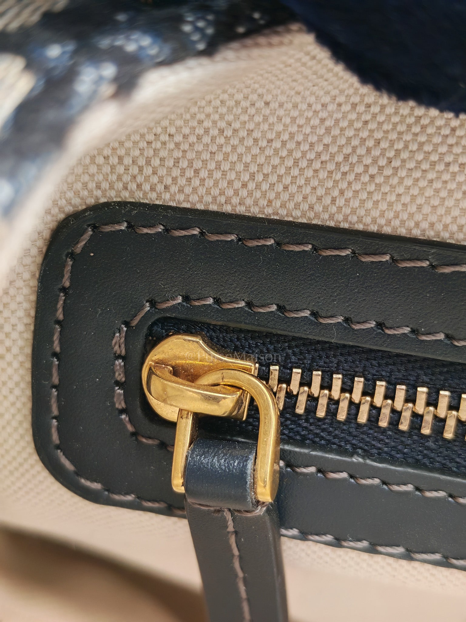 Saddle Bag Medium in Blue Oblique Jacquard Canvas & Gold Hardware | Purse Maison Luxury Bags Shop
