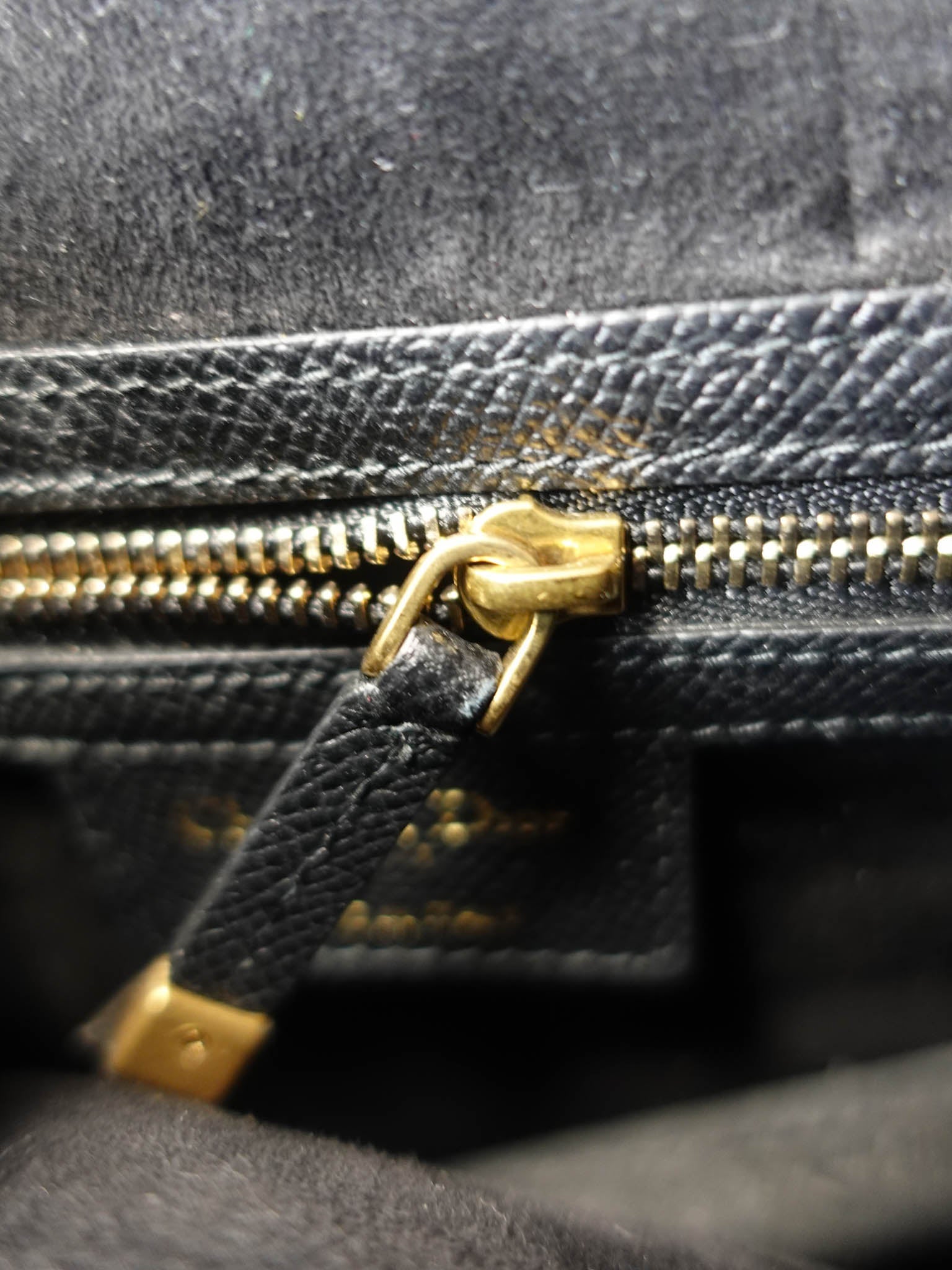 Saddle Black Grained Calfskin Leather and Gold Hardware