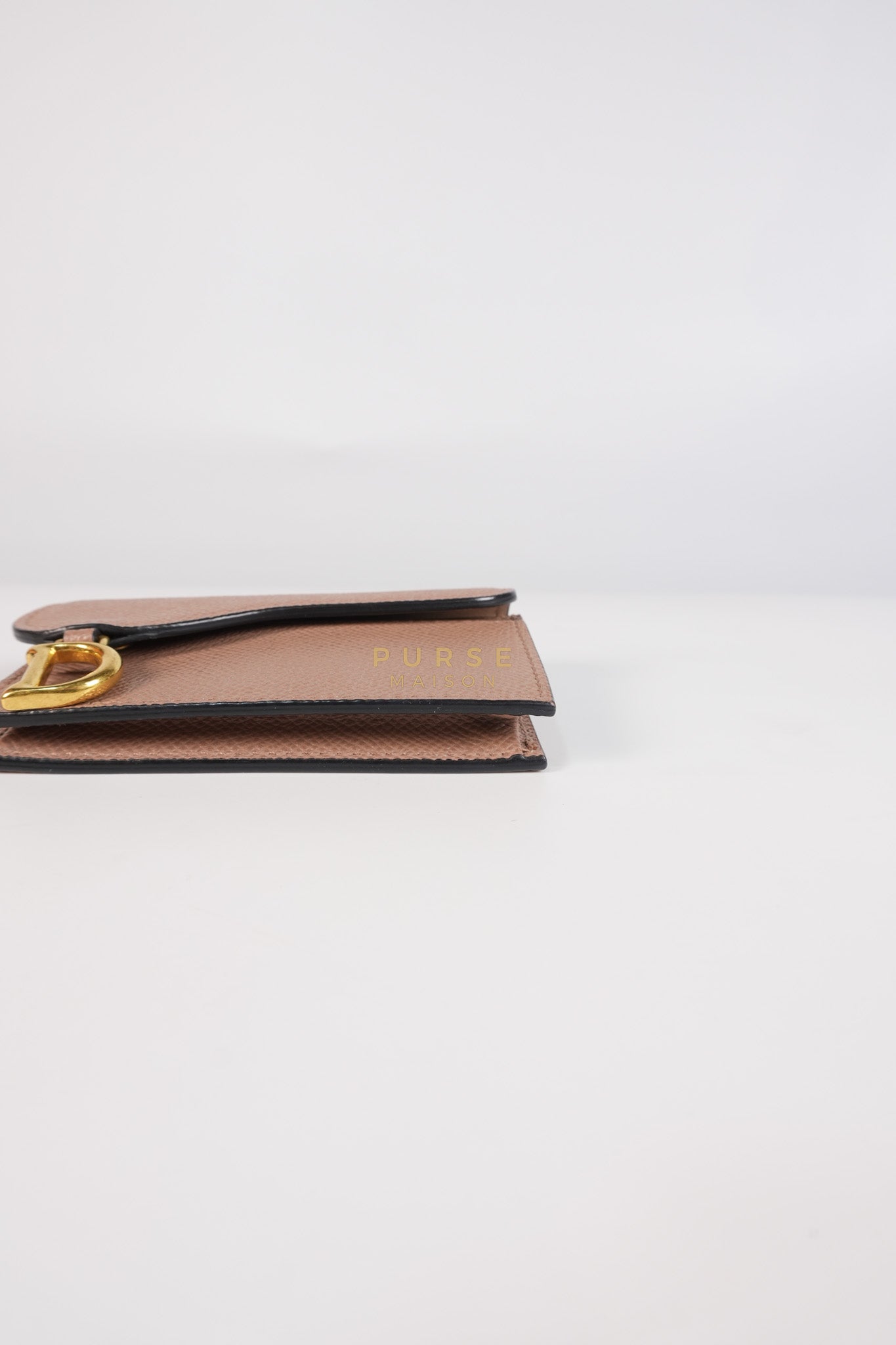 Saddle Bloom Flap Card Holder in Beige | Purse Maison Luxury Bags Shop