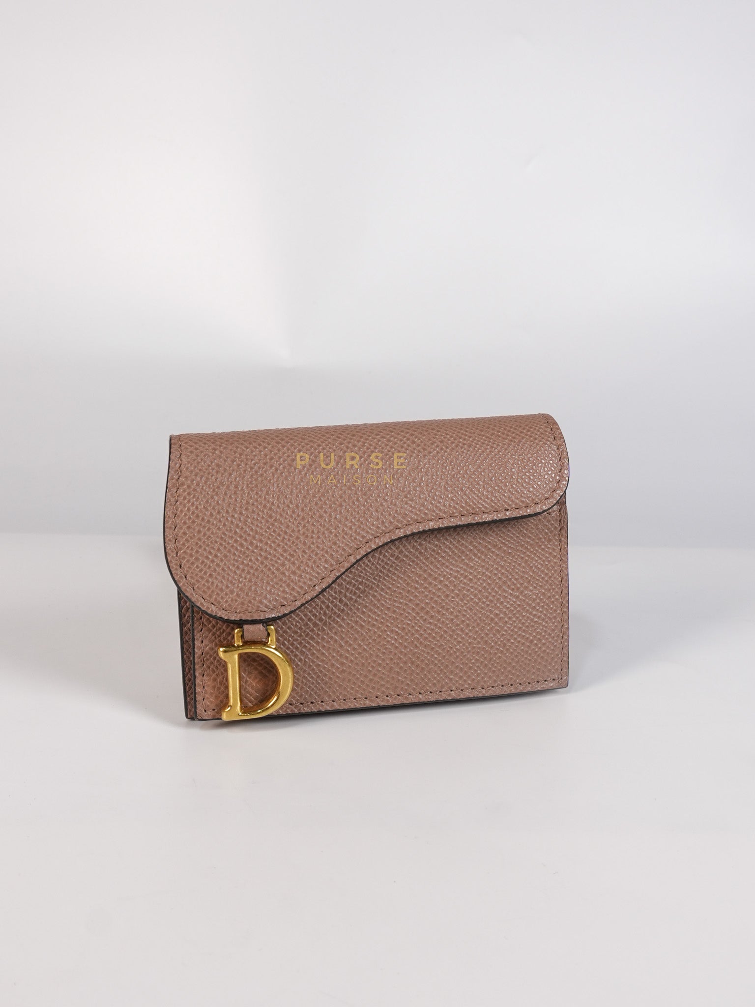 Saddle Bloom Flap Card Holder in Beige | Purse Maison Luxury Bags Shop