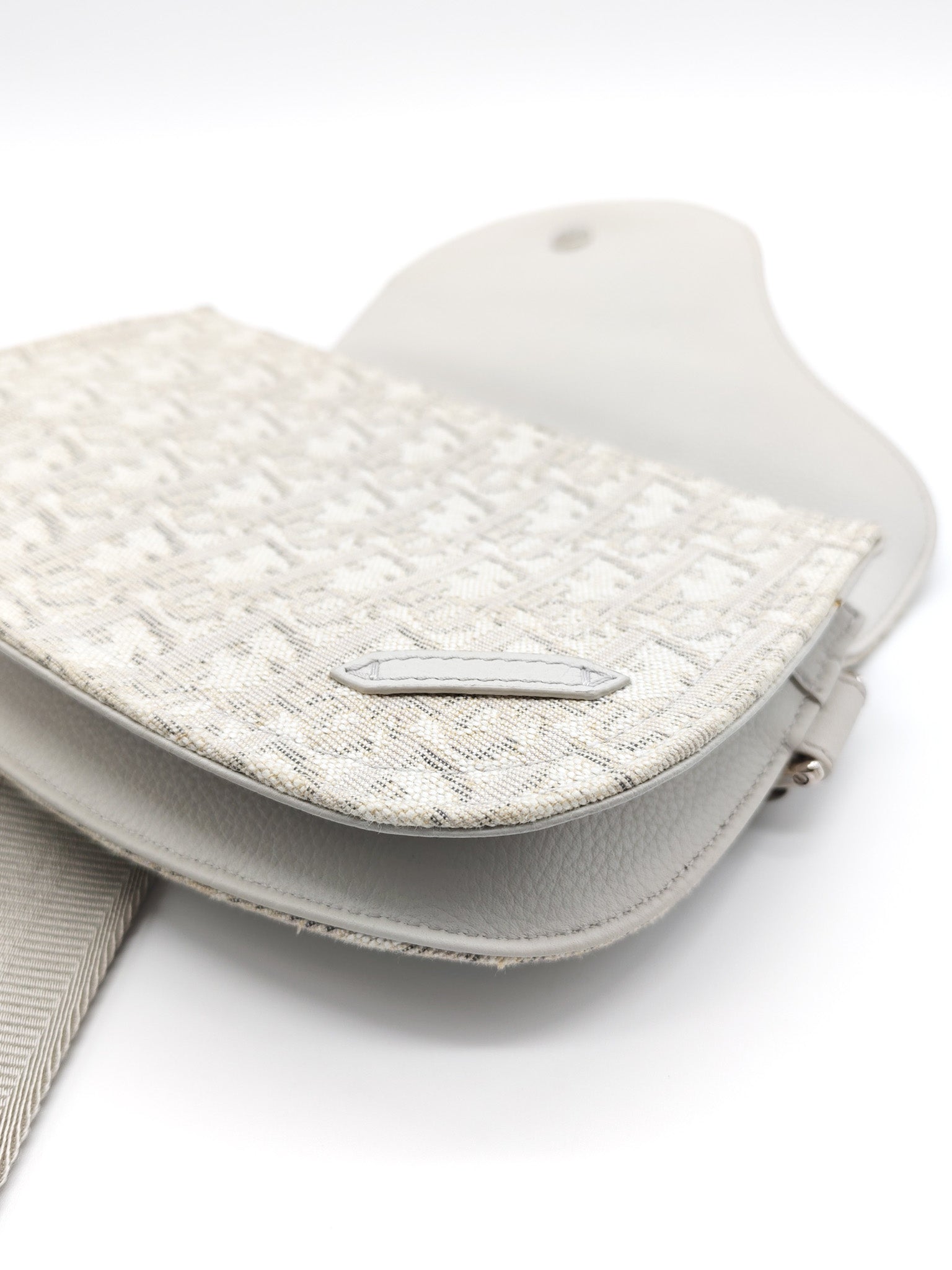 Saddle Clutch Bag in Cream Oblique Canvas Two Way Bag | Purse Maison Luxury Bags Shop