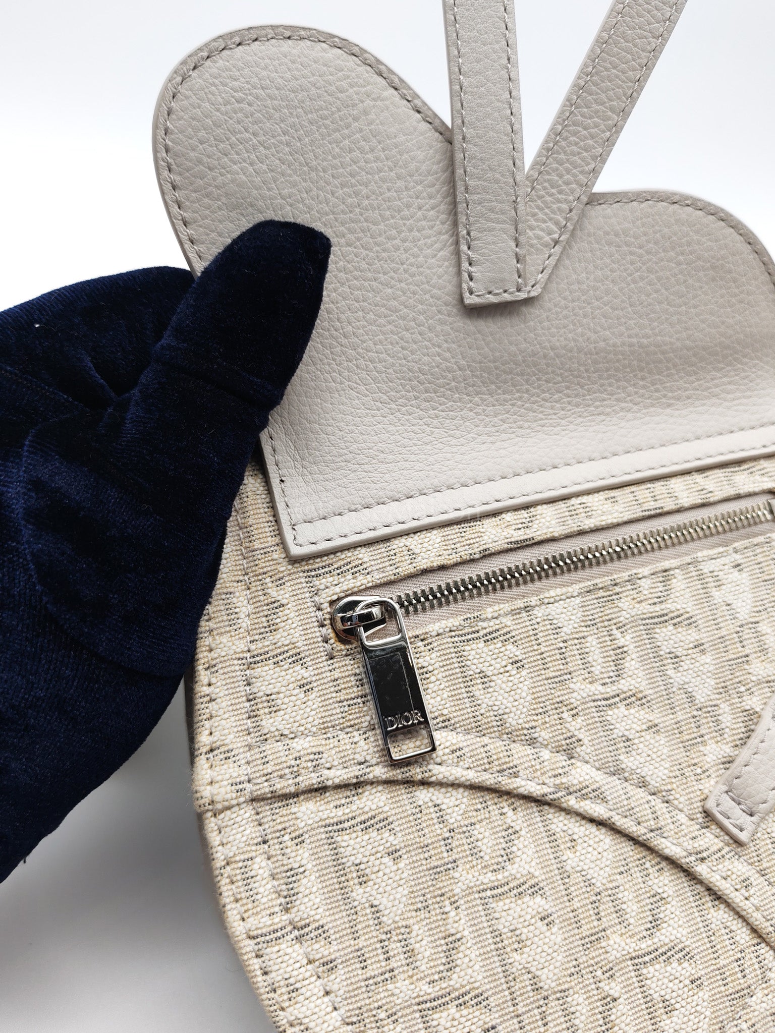 Saddle Clutch Bag in Cream Oblique Canvas Two Way Bag | Purse Maison Luxury Bags Shop
