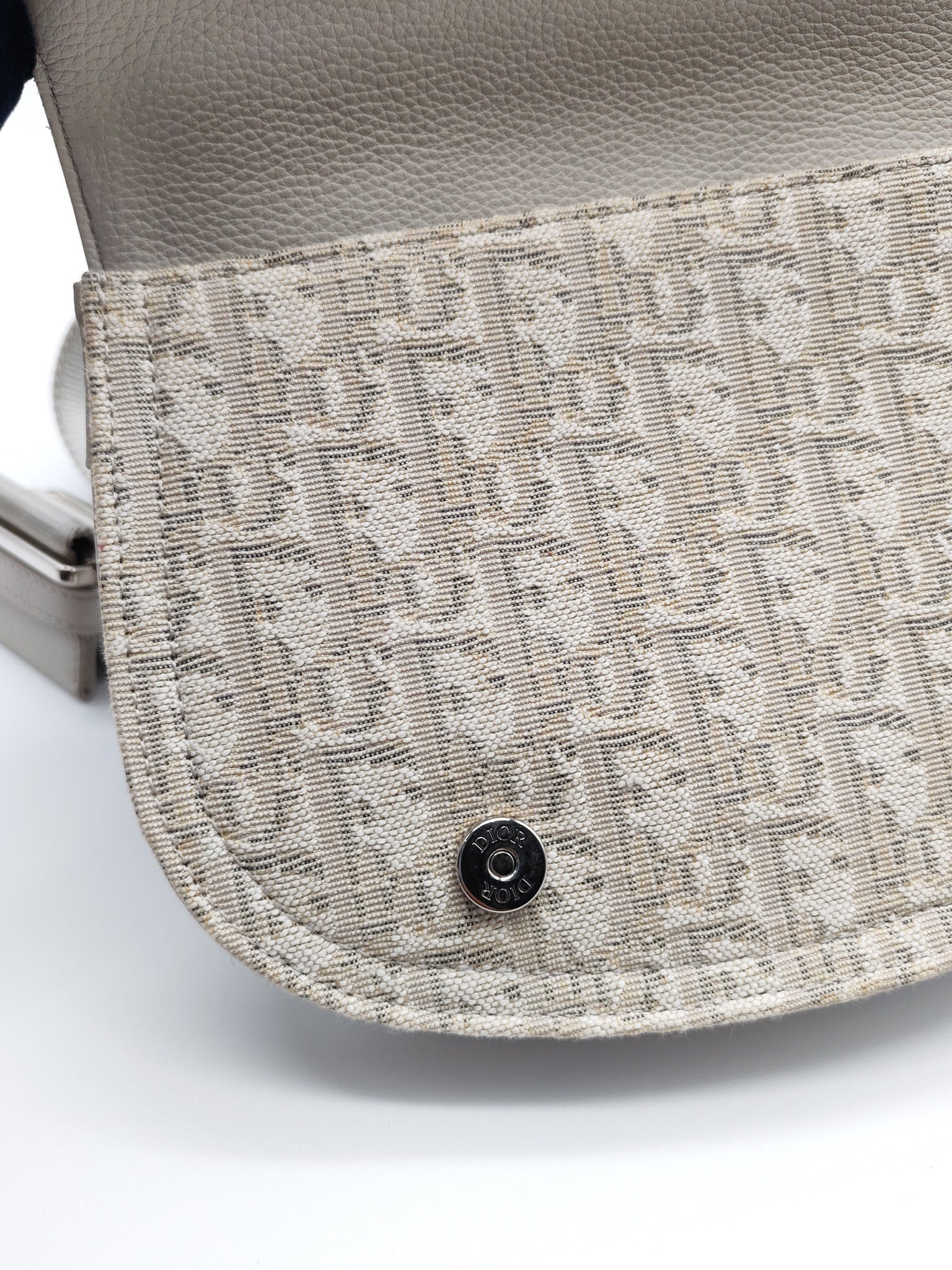 Saddle Clutch Bag in Cream Oblique Canvas Two Way Bag | Purse Maison Luxury Bags Shop