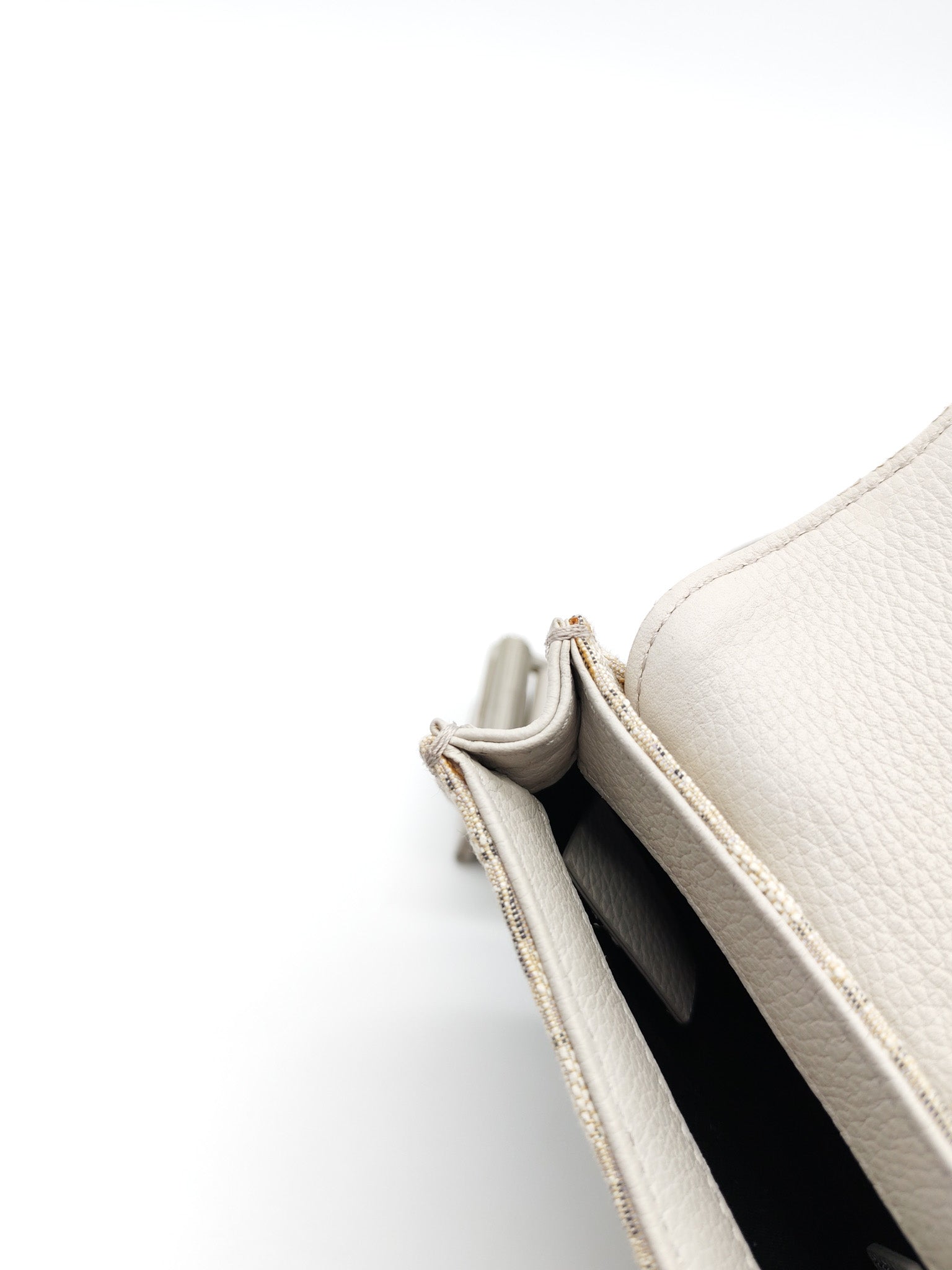 Saddle Clutch Bag in Cream Oblique Canvas Two Way Bag | Purse Maison Luxury Bags Shop