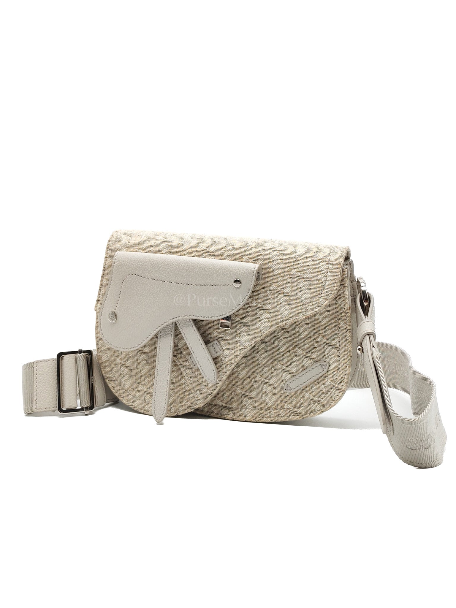 Saddle Clutch Bag in Cream Oblique Canvas Two Way Bag | Purse Maison Luxury Bags Shop