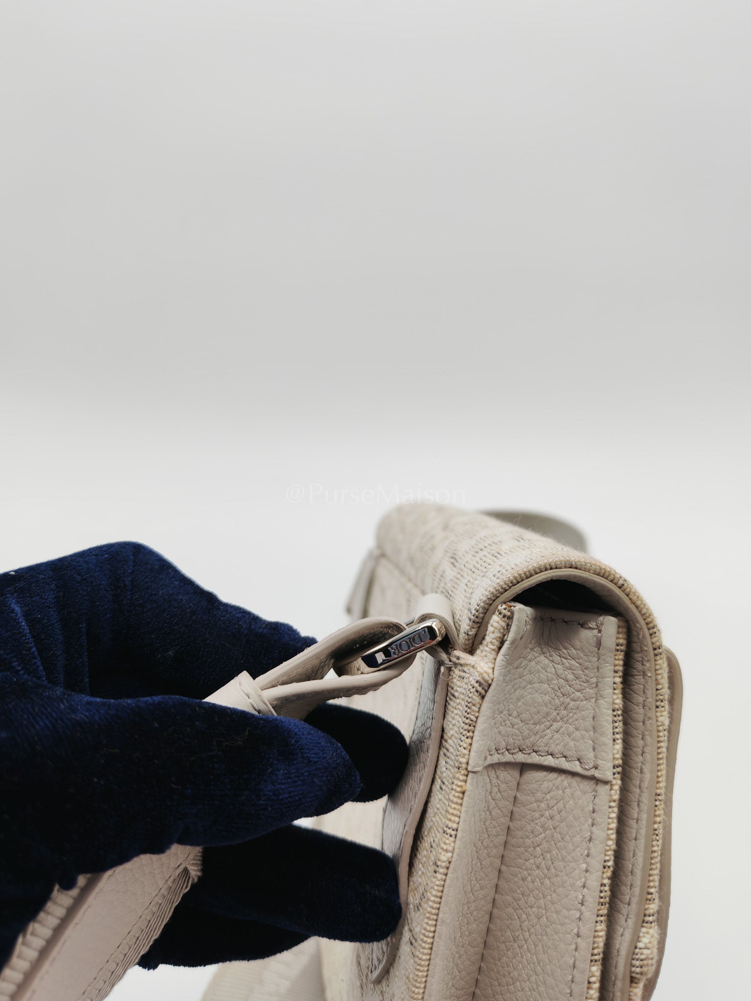 Saddle Clutch Bag in Cream Oblique Canvas Two Way Bag | Purse Maison Luxury Bags Shop