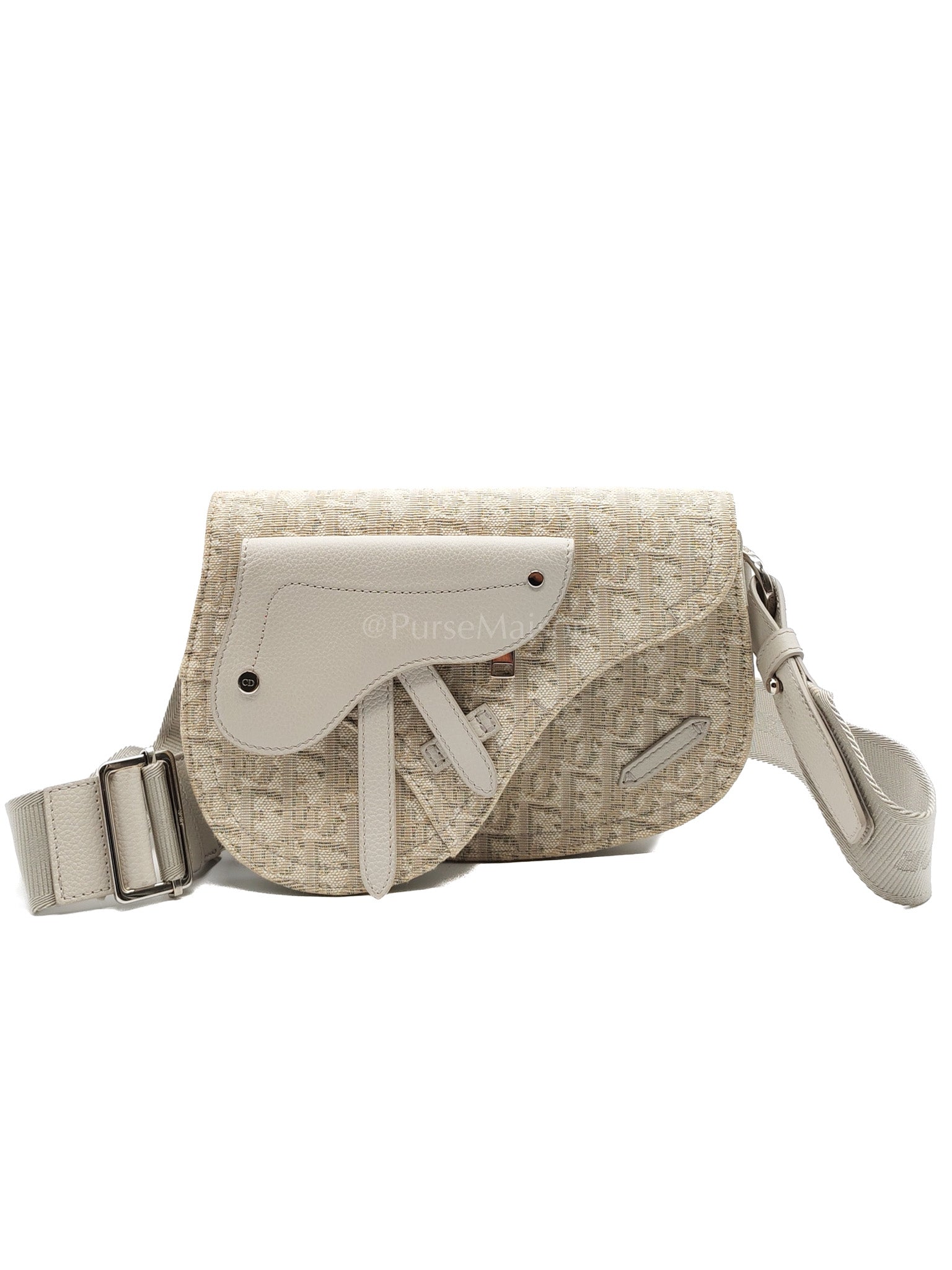 Saddle Clutch Bag in Cream Oblique Canvas Two Way Bag | Purse Maison Luxury Bags Shop
