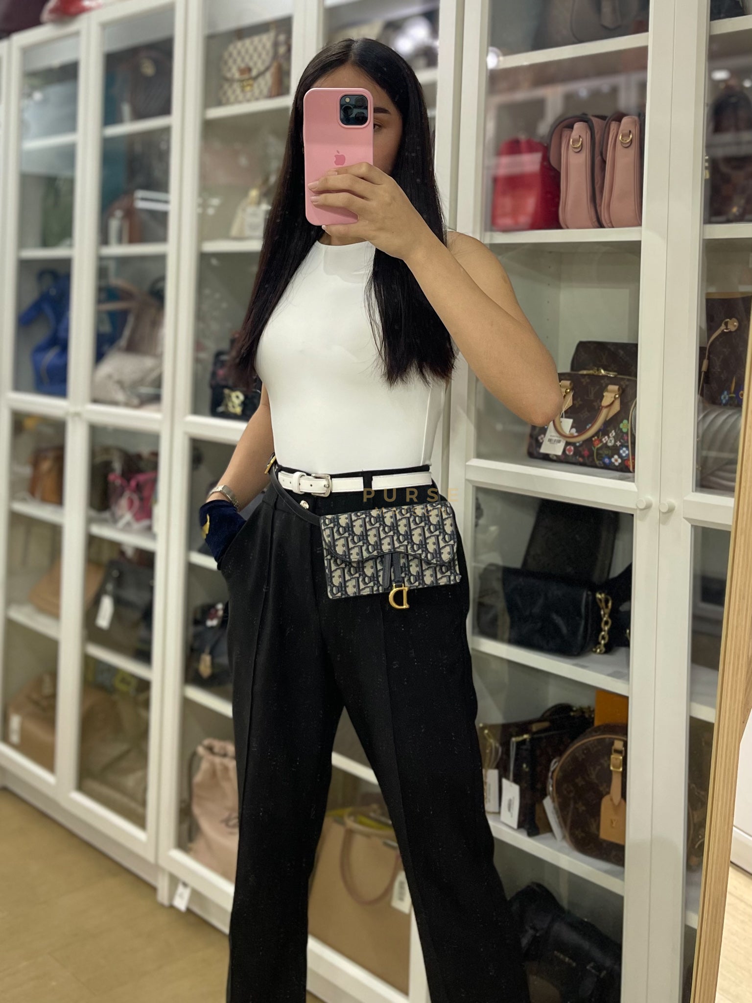 Saddle in Blue Oblique Jacquard Belt Bag | Purse Maison Luxury Bags Shop