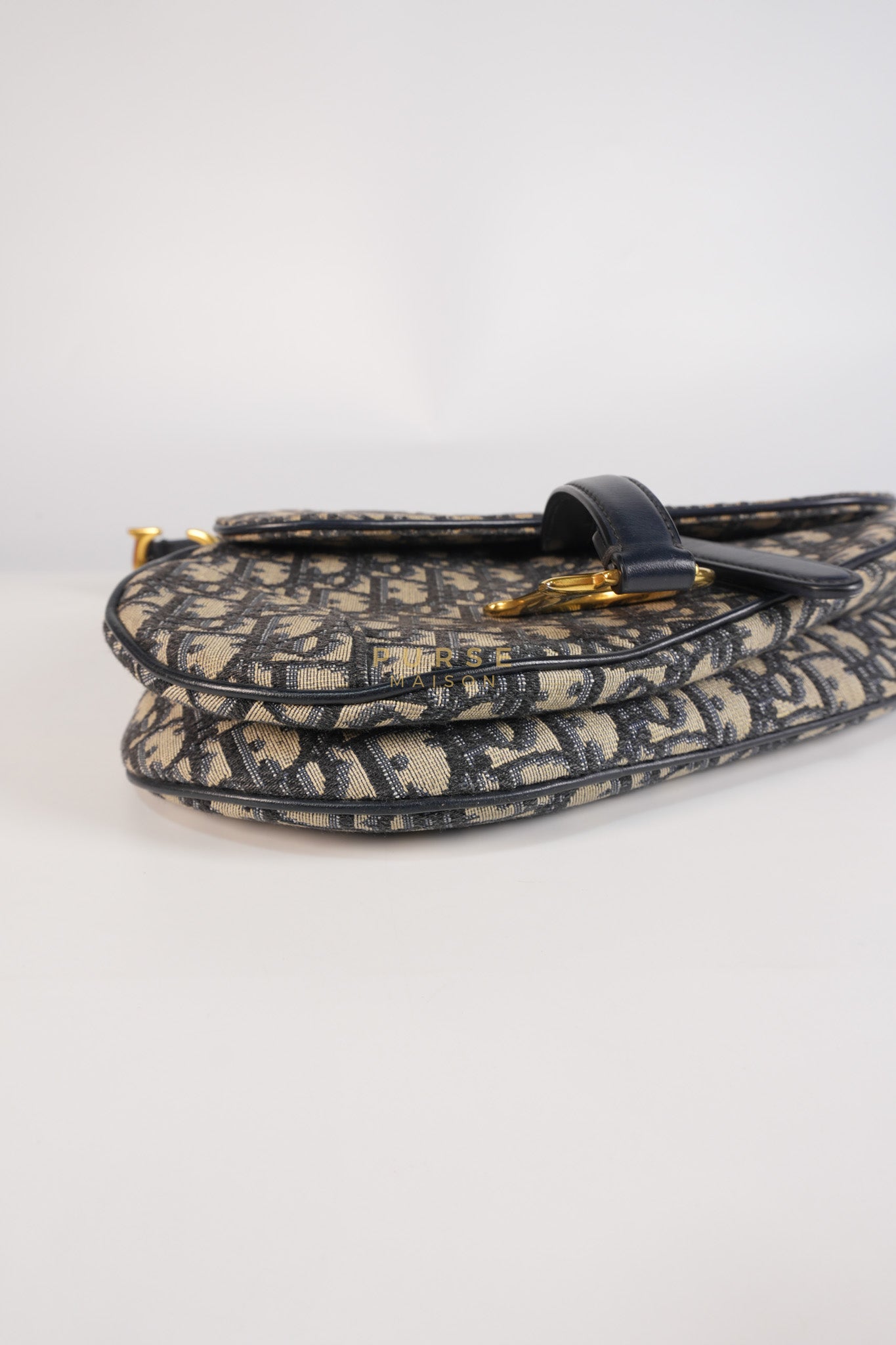 Saddle Medium Blue Oblique Jacquard with Black Dior Strap | Purse Maison Luxury Bags Shop