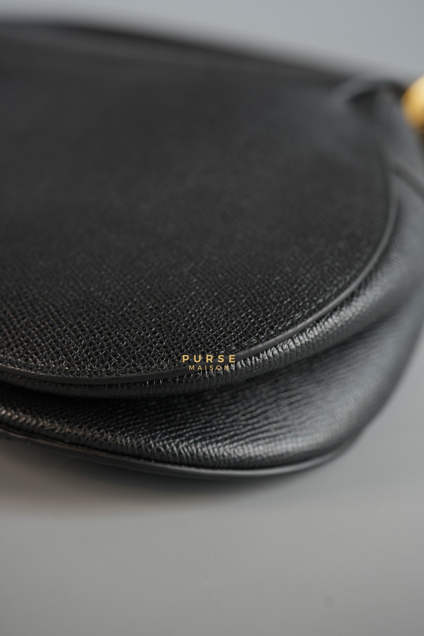 Saddle Medium in Black Grained Calfskin Leather and Gold Hardware | Purse Maison Luxury Bags Shop