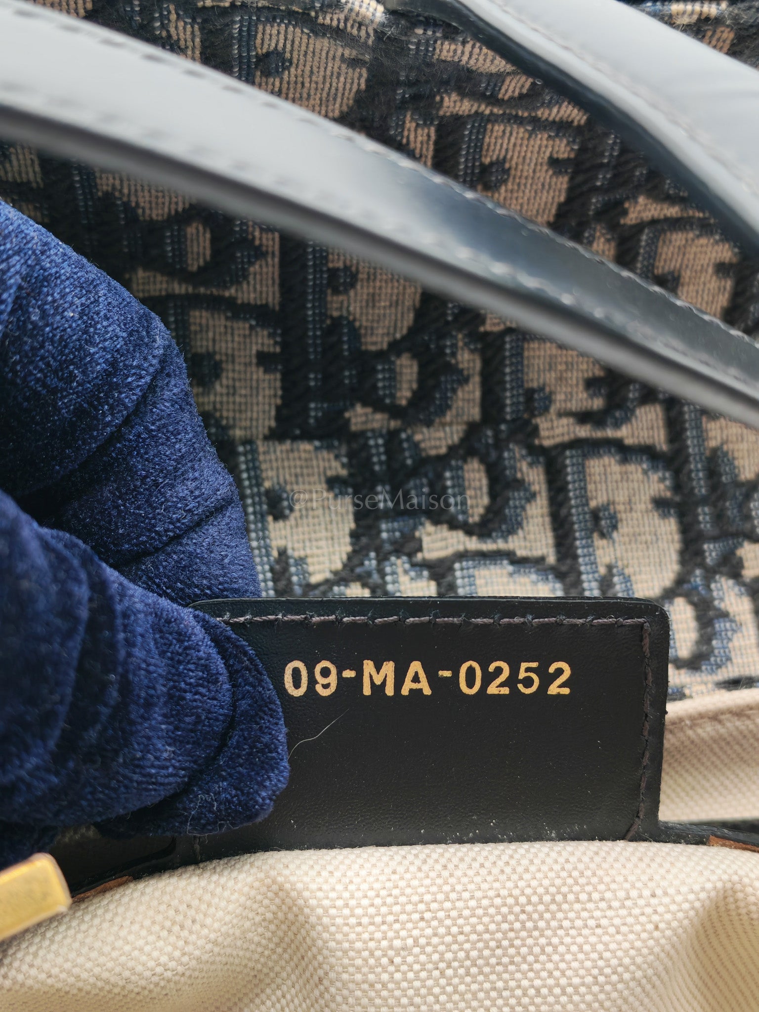 Saddle Medium in Blue Oblique Jacquard Canvas with Strap | Purse Maison Luxury Bags Shop