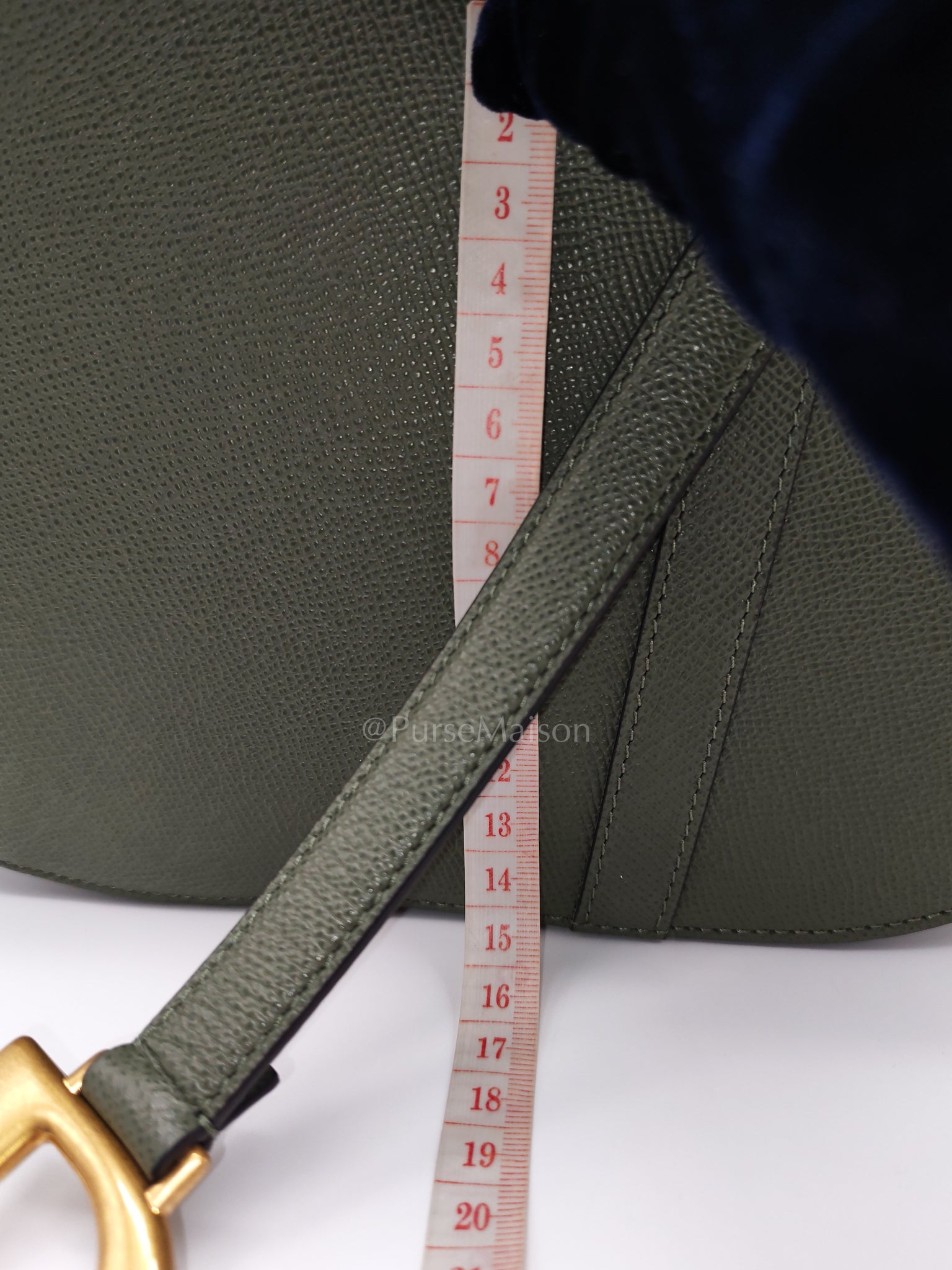 Saddle Medium in Muted Green Grained Calfskin Leather | Purse Maison Luxury Bags Shop