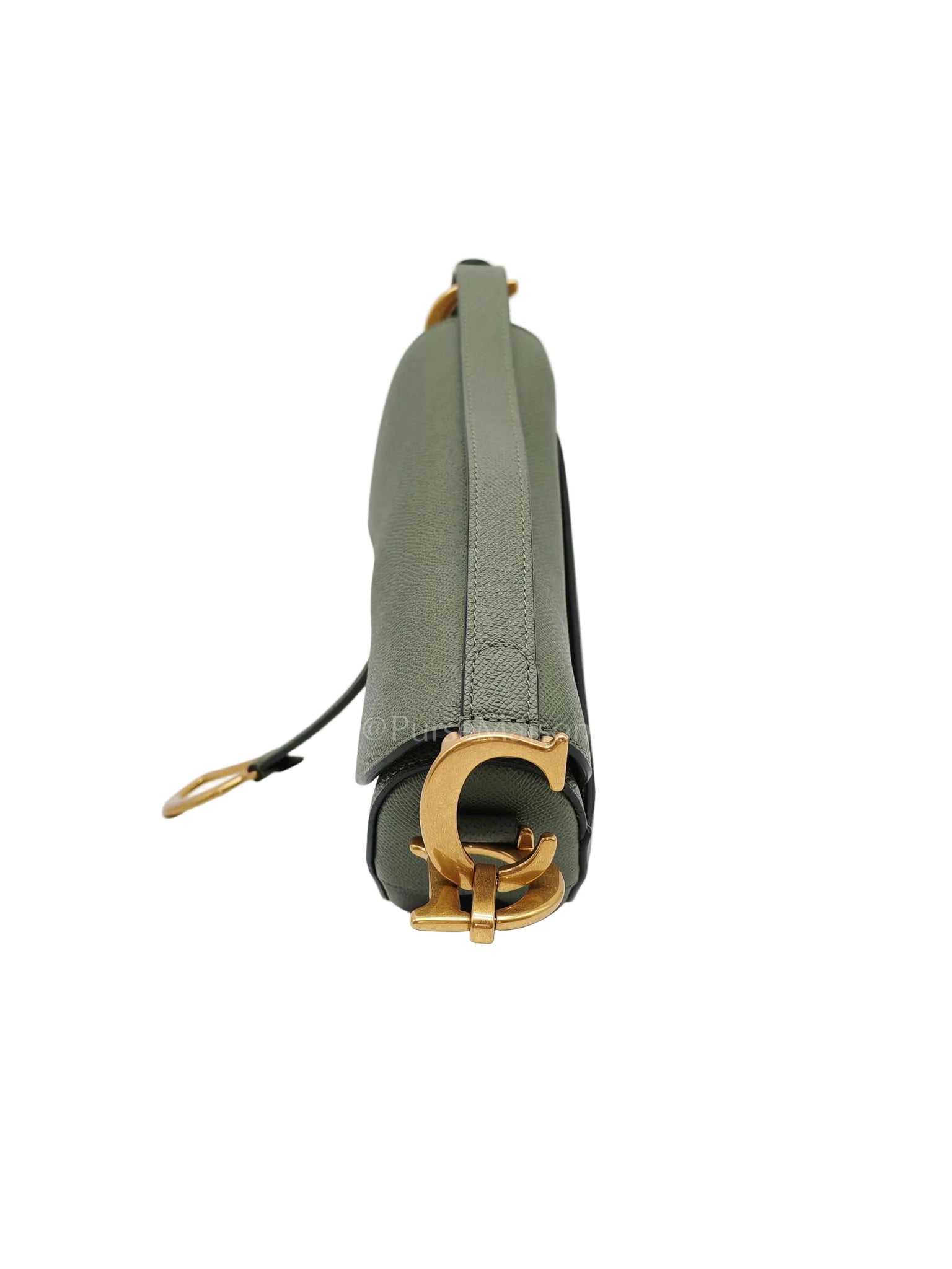 Saddle Medium in Muted Green Grained Calfskin Leather | Purse Maison Luxury Bags Shop