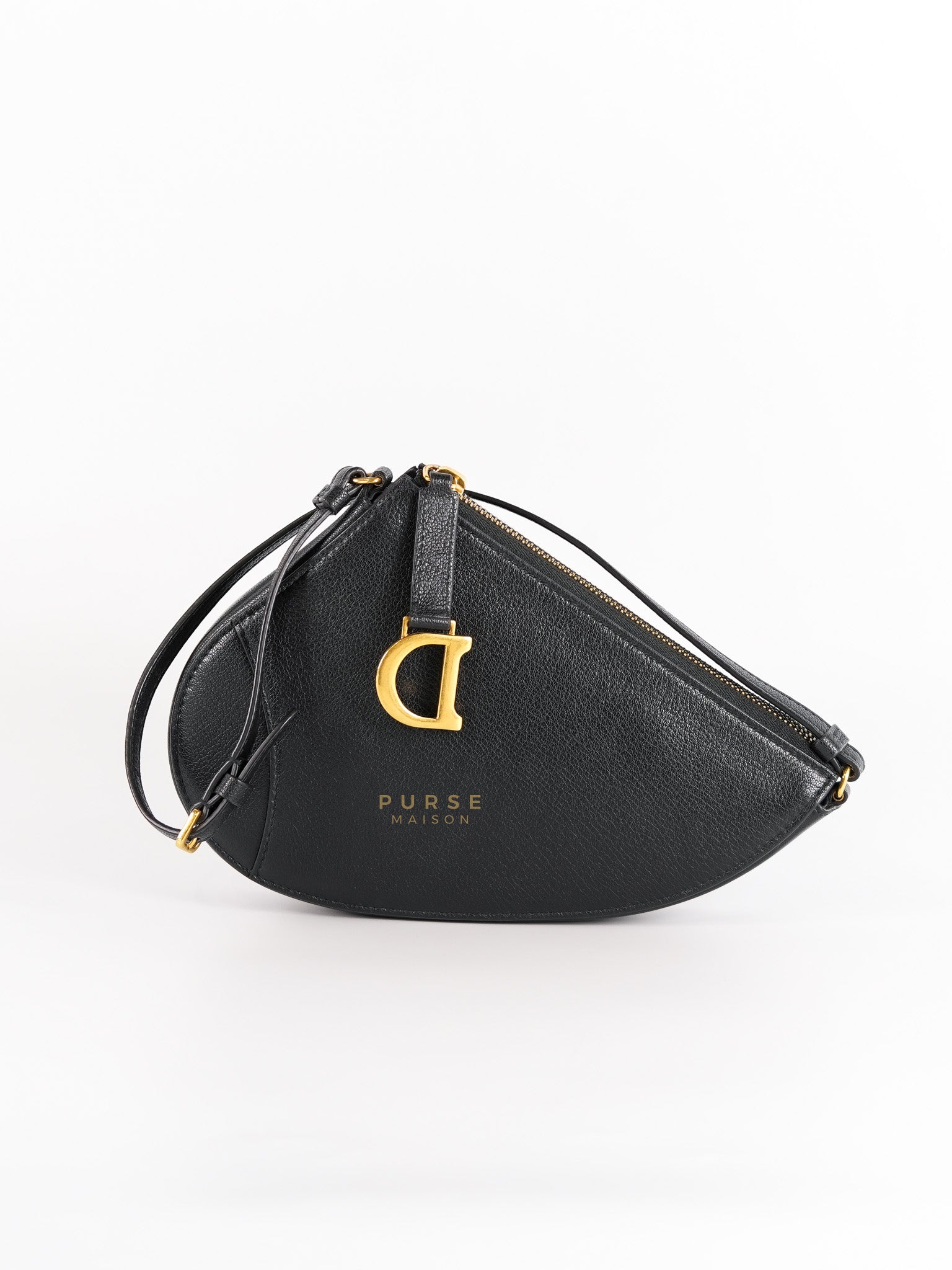 Saddle Rodeo Pouch in Black Goatskin Leathers | Purse Maison Luxury Bags Shop