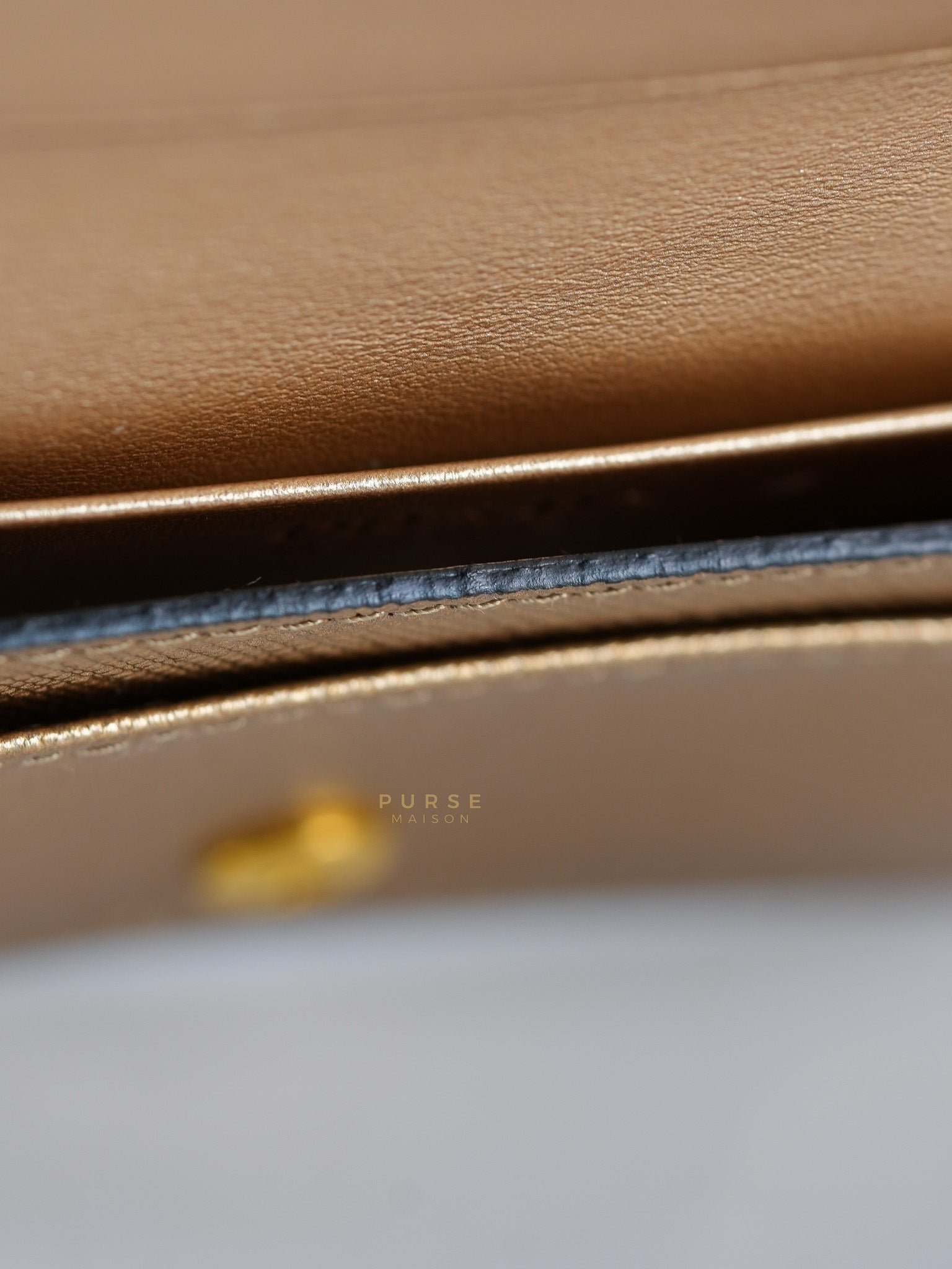 Saffiano Bifold Carholder Case in Metallic Bronze | Purse Maison Luxury Bags Shop