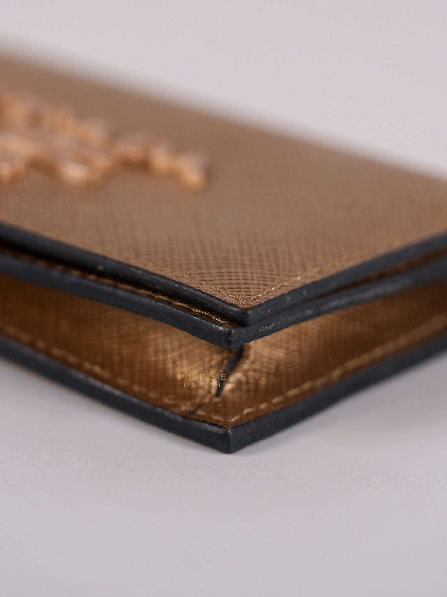 Saffiano Bifold Carholder Case in Metallic Bronze | Purse Maison Luxury Bags Shop