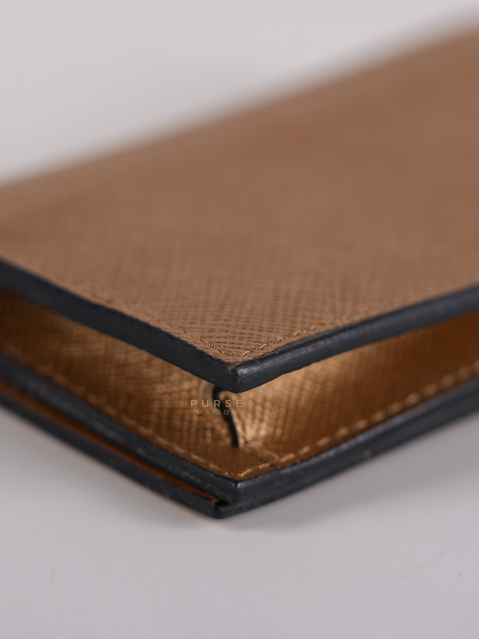 Saffiano Bifold Carholder Case in Metallic Bronze | Purse Maison Luxury Bags Shop