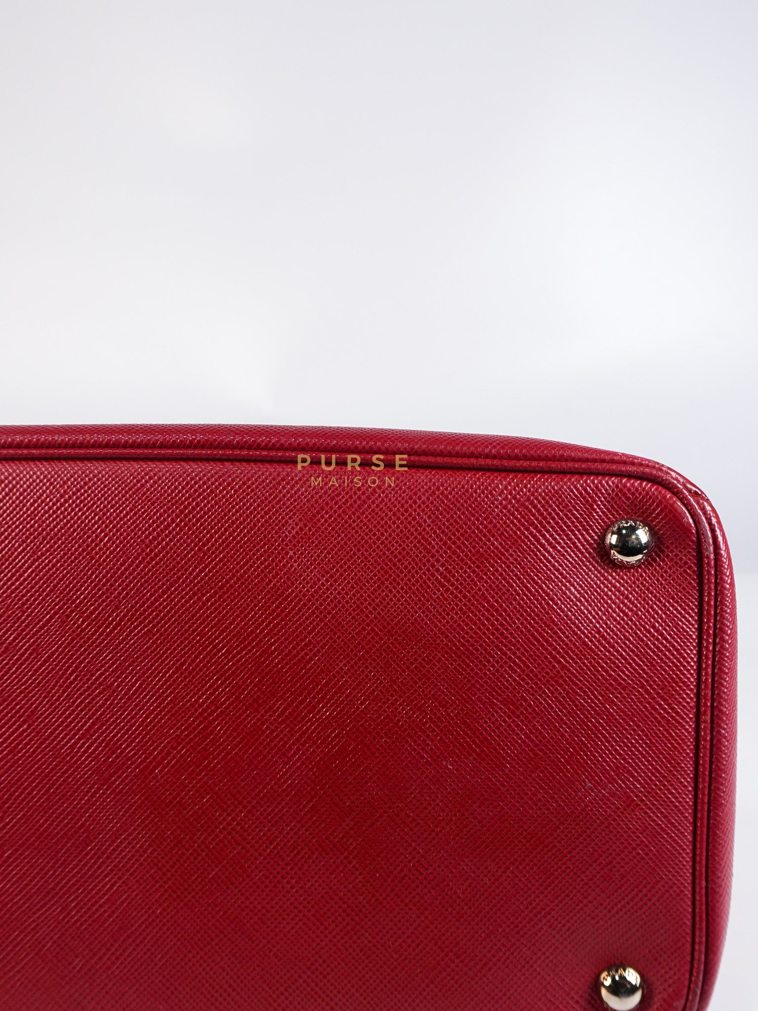 Saffiano Cuir Double Bag Large in Red Silver Hardware | Purse Maison Luxury Bags Shop
