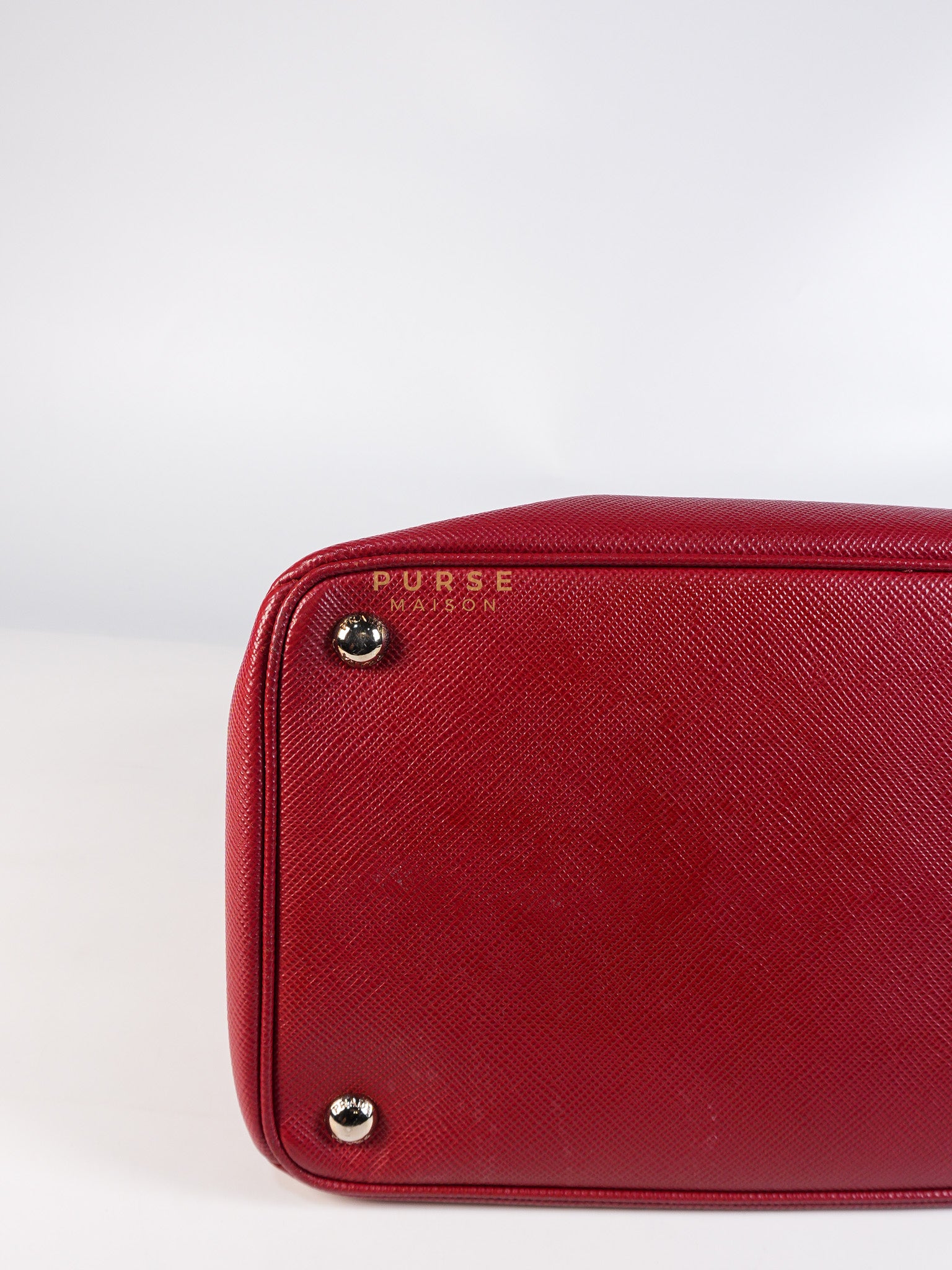 Saffiano Cuir Double Bag Large in Red Silver Hardware | Purse Maison Luxury Bags Shop