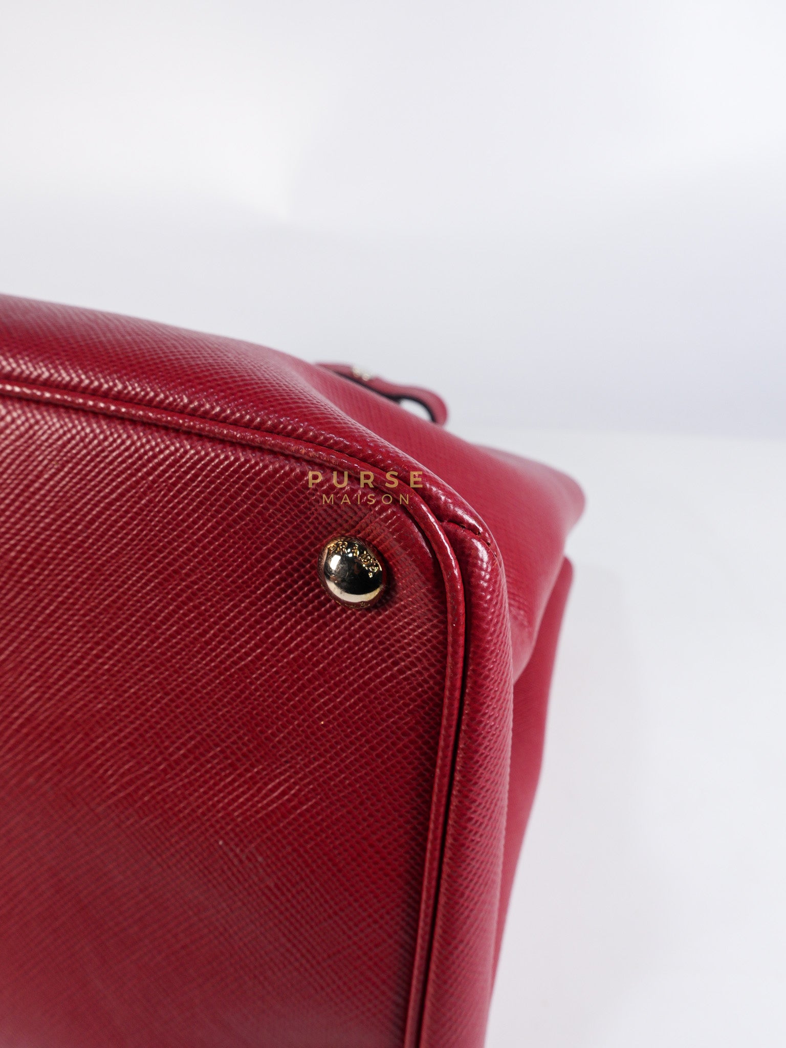 Saffiano Cuir Double Bag Large in Red Silver Hardware | Purse Maison Luxury Bags Shop