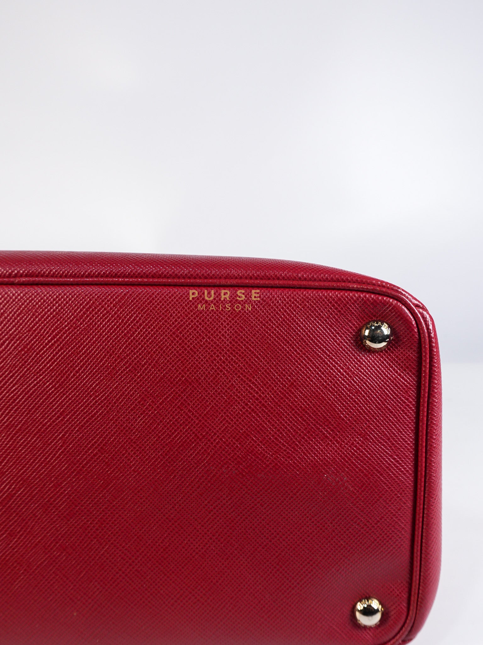 Saffiano Cuir Double Bag Large in Red Silver Hardware | Purse Maison Luxury Bags Shop