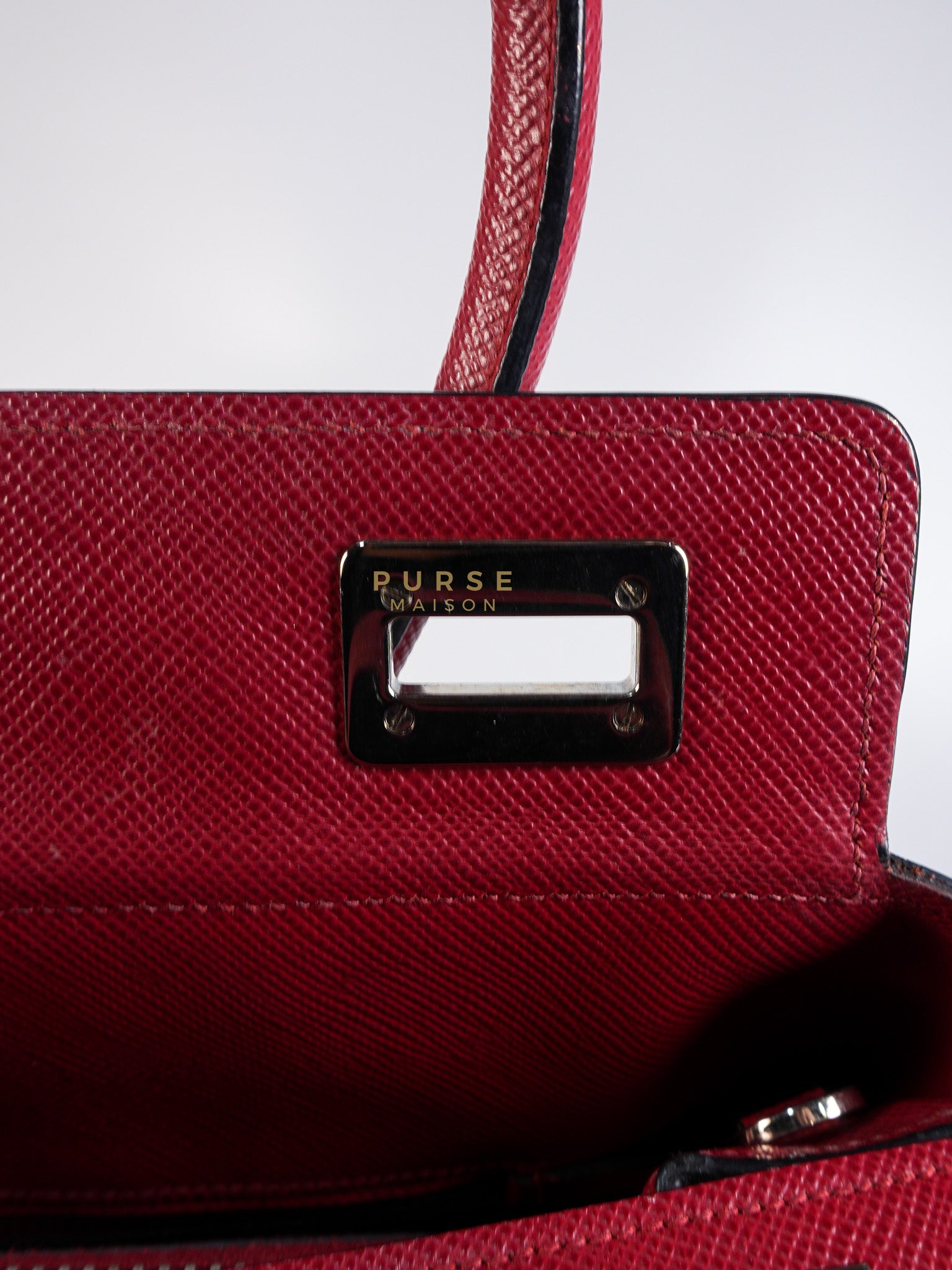 Saffiano Cuir Double Bag Large in Red Silver Hardware | Purse Maison Luxury Bags Shop