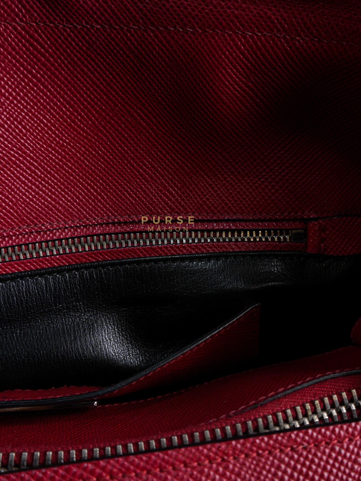 Saffiano Cuir Double Bag Large in Red Silver Hardware | Purse Maison Luxury Bags Shop