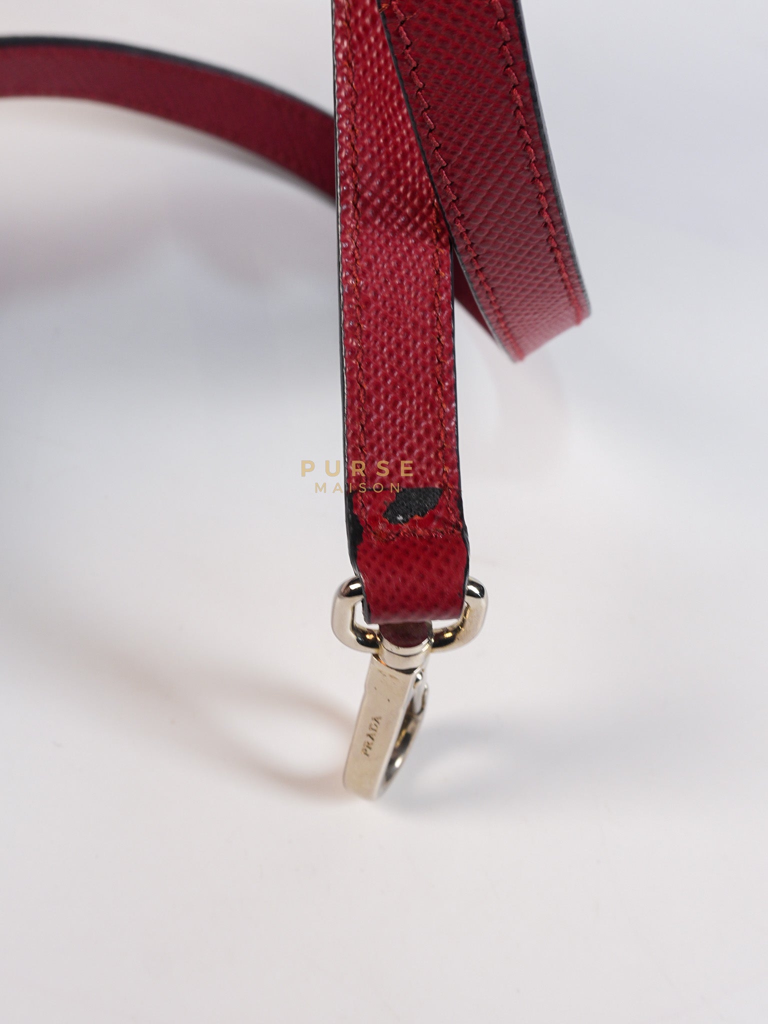 Saffiano Cuir Double Bag Large in Red Silver Hardware | Purse Maison Luxury Bags Shop