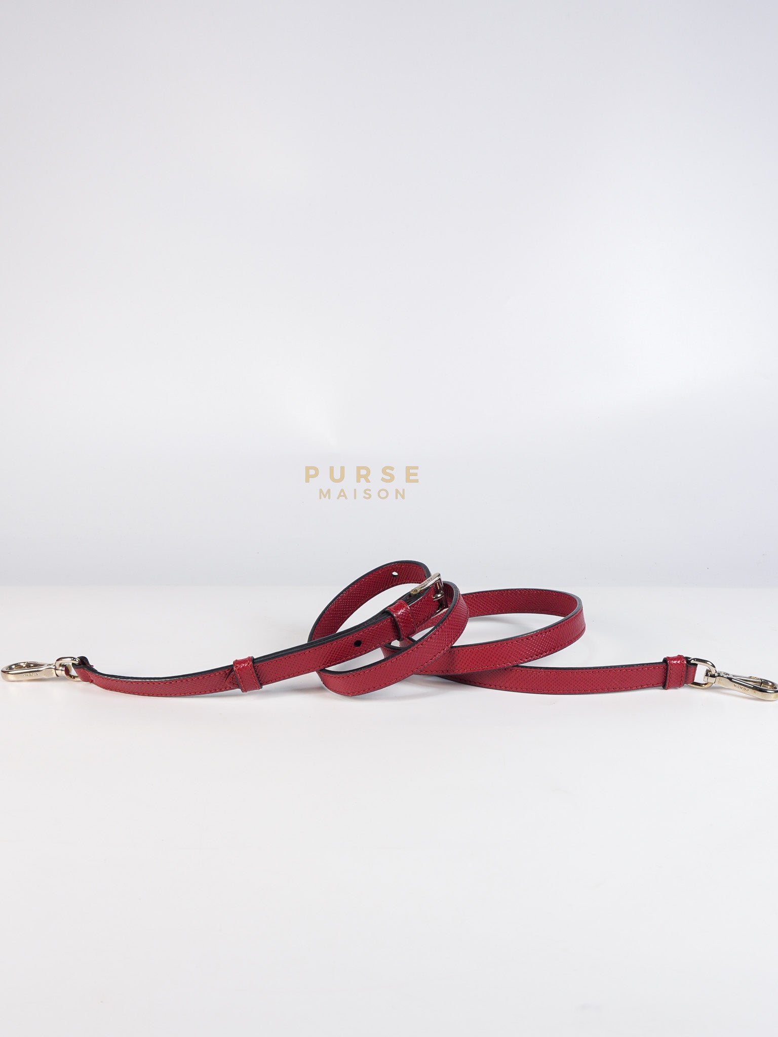 Saffiano Cuir Double Bag Large in Red Silver Hardware | Purse Maison Luxury Bags Shop