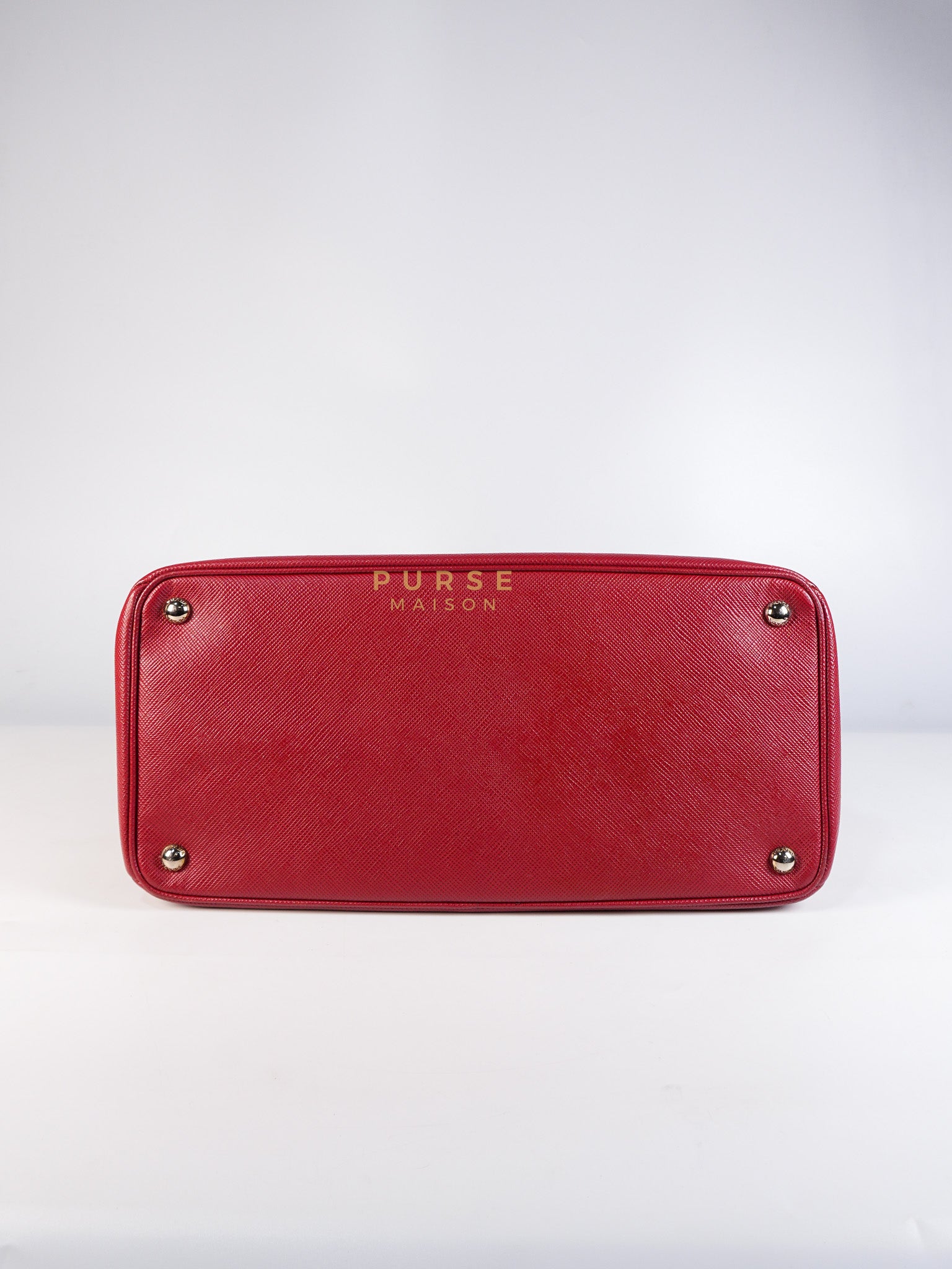 Saffiano Cuir Double Bag Large in Red Silver Hardware | Purse Maison Luxury Bags Shop