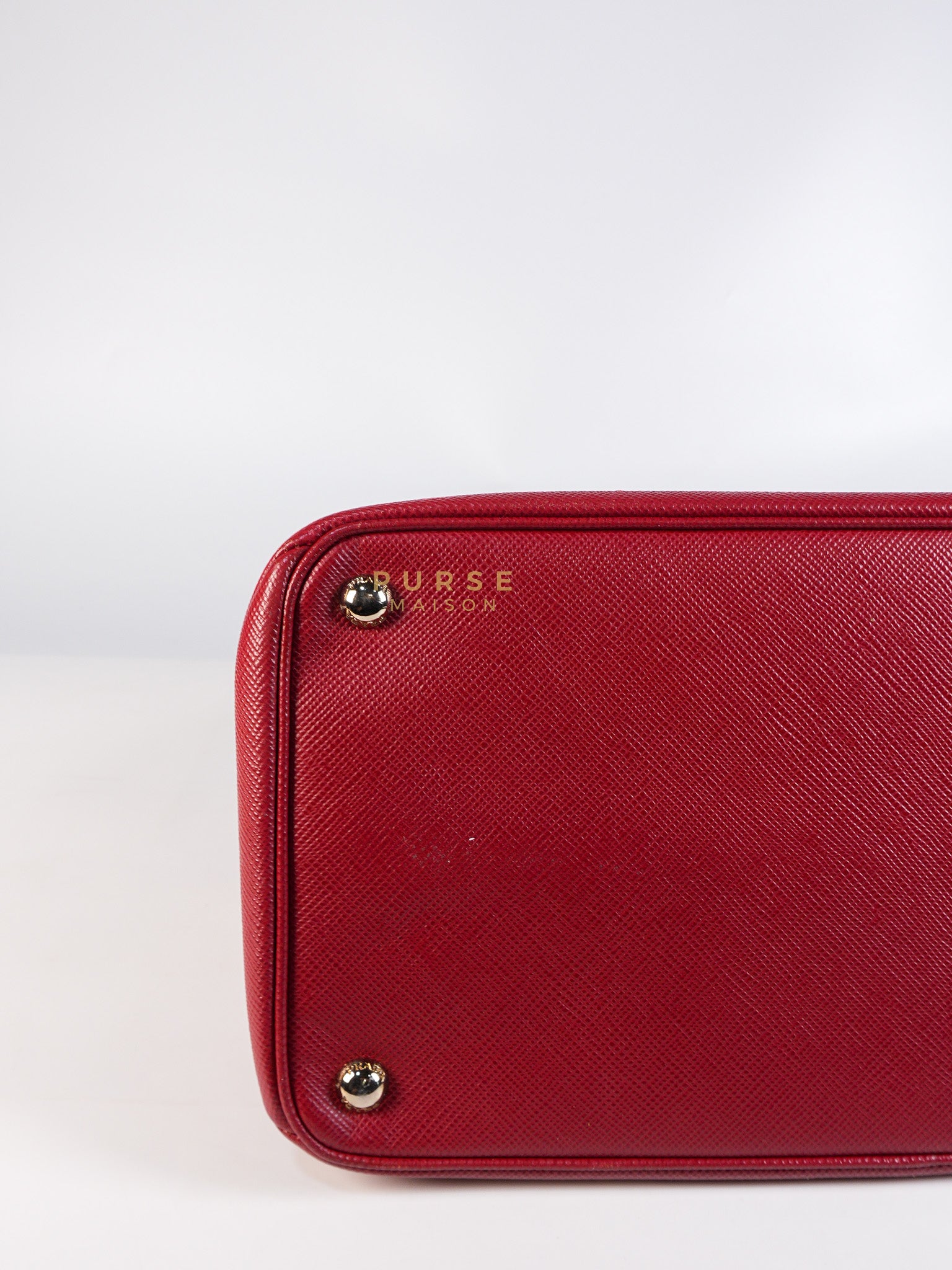 Saffiano Cuir Double Bag Large in Red Silver Hardware | Purse Maison Luxury Bags Shop