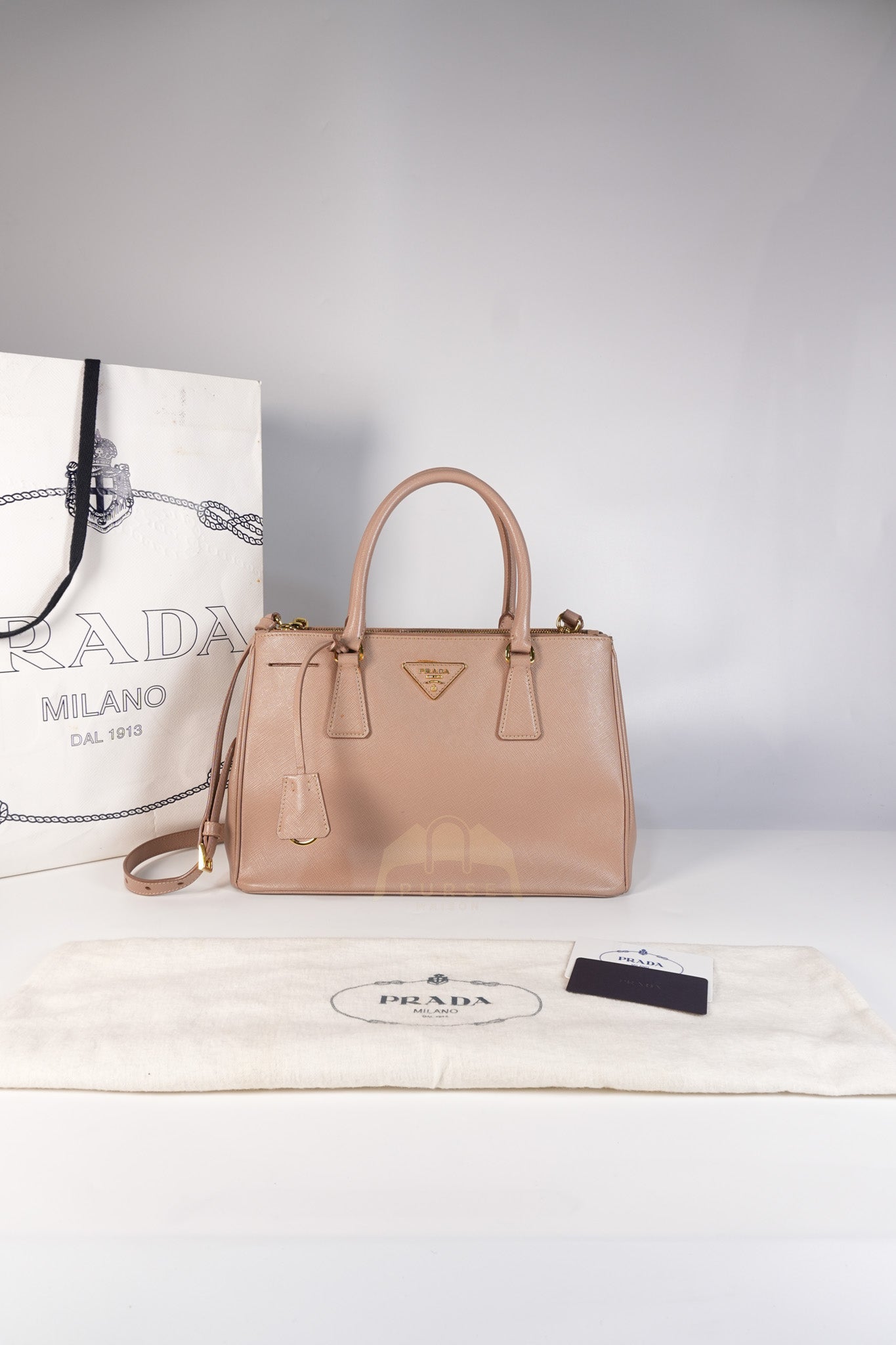 Saffiano Galleria Small Double Zip Satchel in Dusty Rose | Purse Maison Luxury Bags Shop