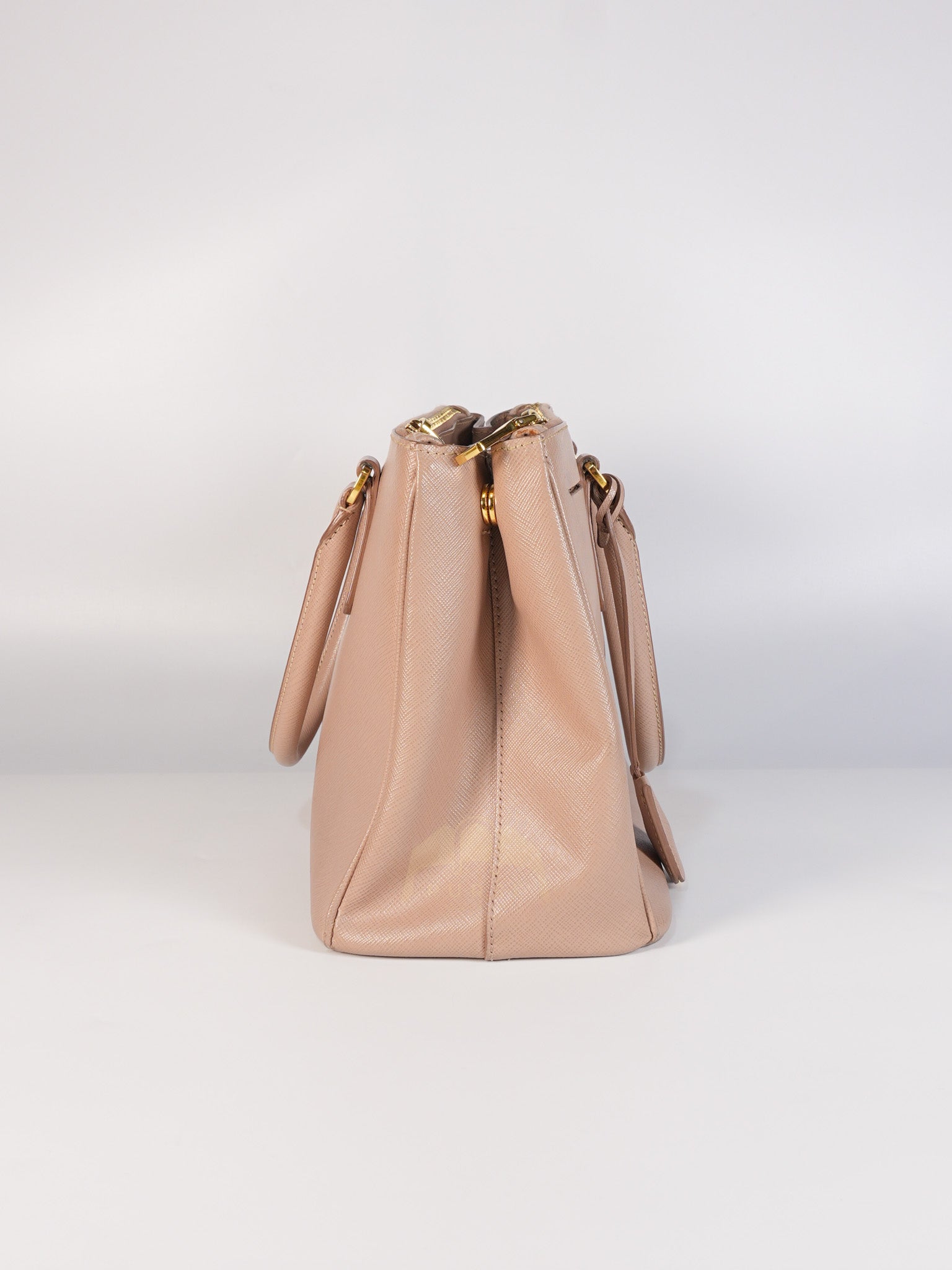 Saffiano Galleria Small Double Zip Satchel in Dusty Rose | Purse Maison Luxury Bags Shop