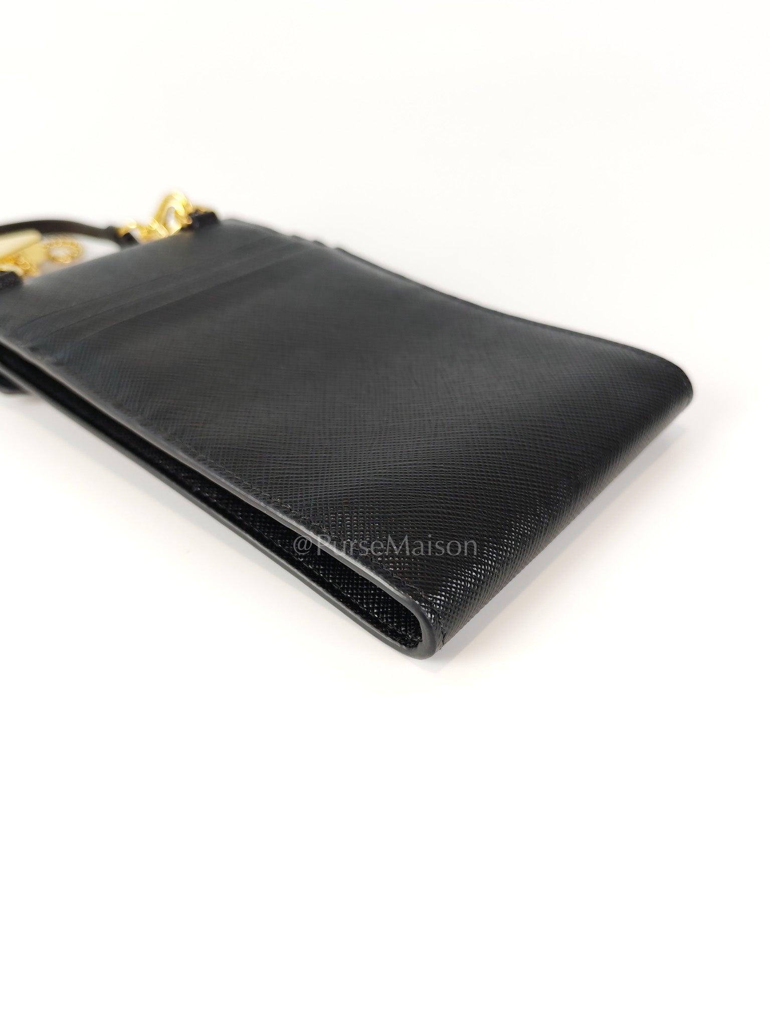 Saffiano Leather in Black Phone Carrier | Purse Maison Luxury Bags Shop