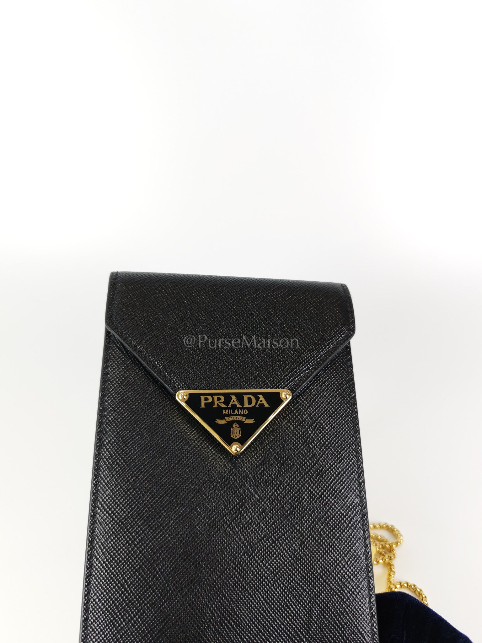 Saffiano Leather in Black Phone Carrier | Purse Maison Luxury Bags Shop