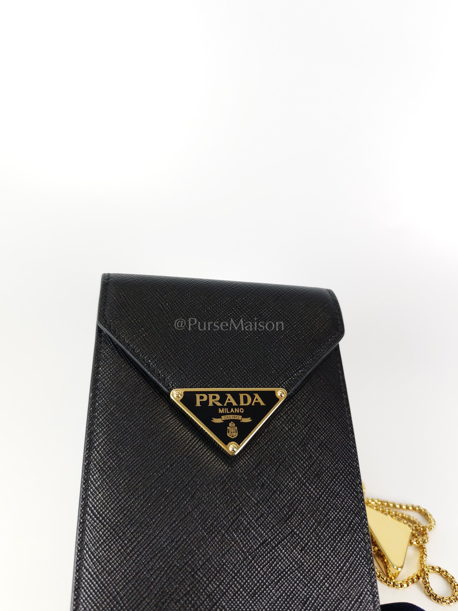 Saffiano Leather in Black Phone Carrier | Purse Maison Luxury Bags Shop