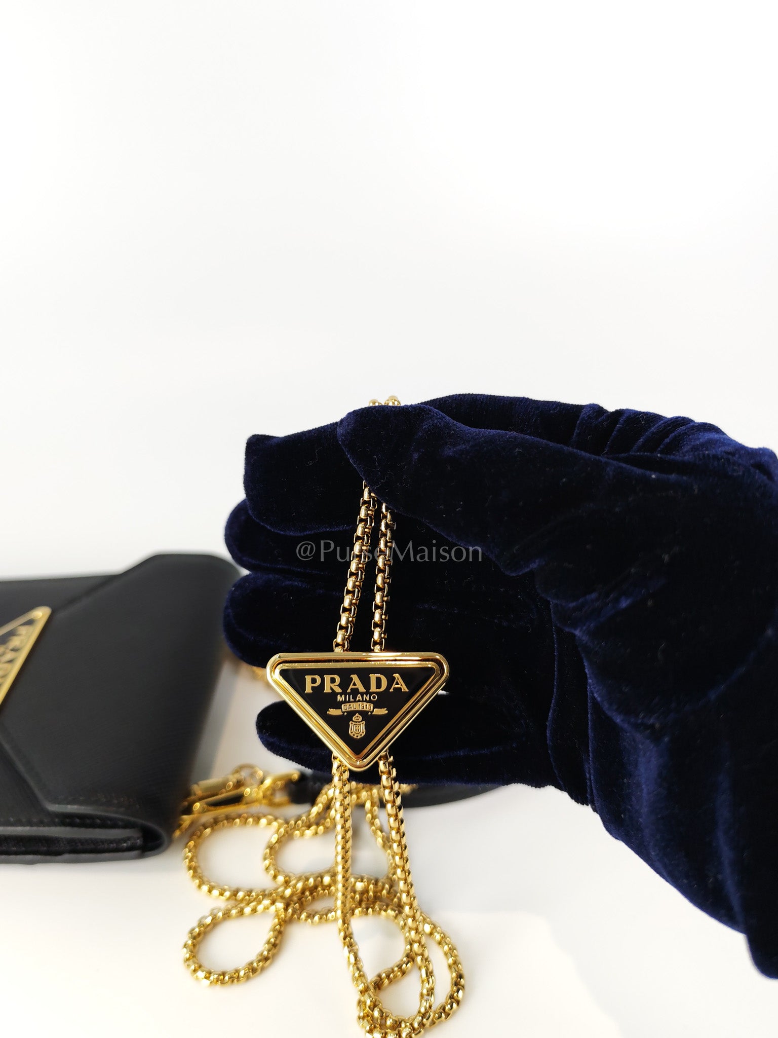 Saffiano Leather in Black Phone Carrier | Purse Maison Luxury Bags Shop