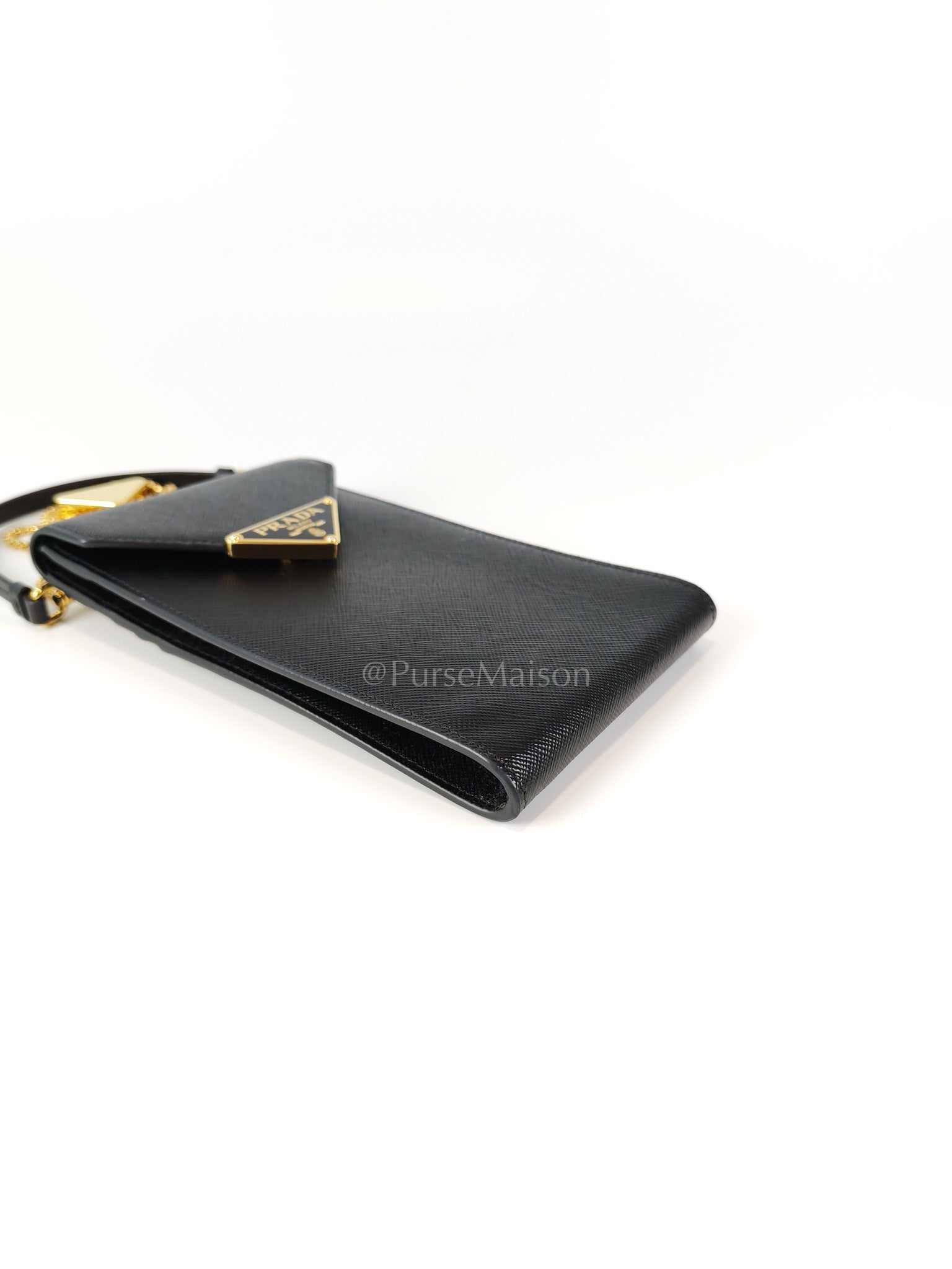 Saffiano Leather in Black Phone Carrier | Purse Maison Luxury Bags Shop