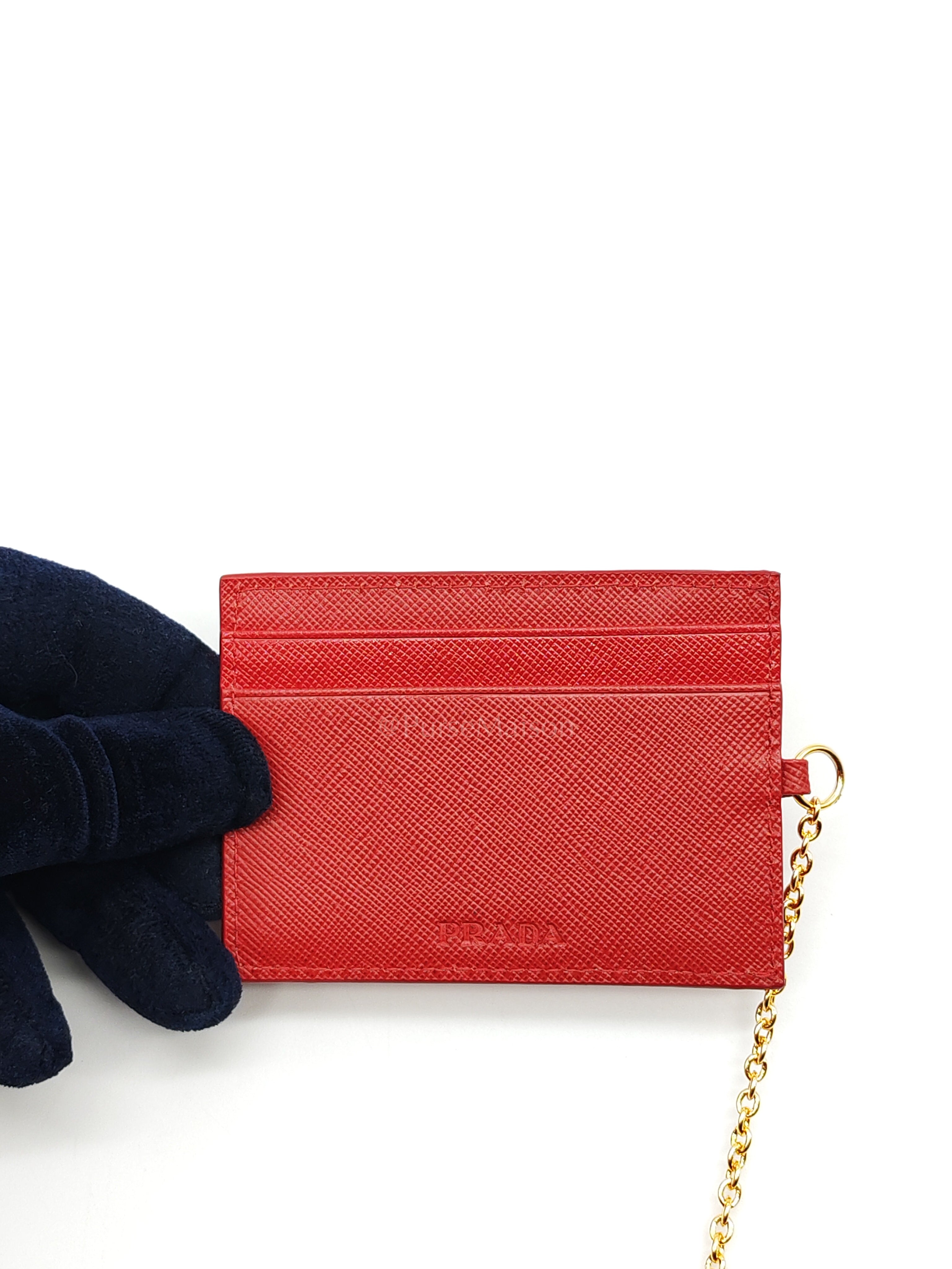 Saffiano Metal Long Wallet in Fiery Red & Gold Hardware | Purse Maison Luxury Bags Shop