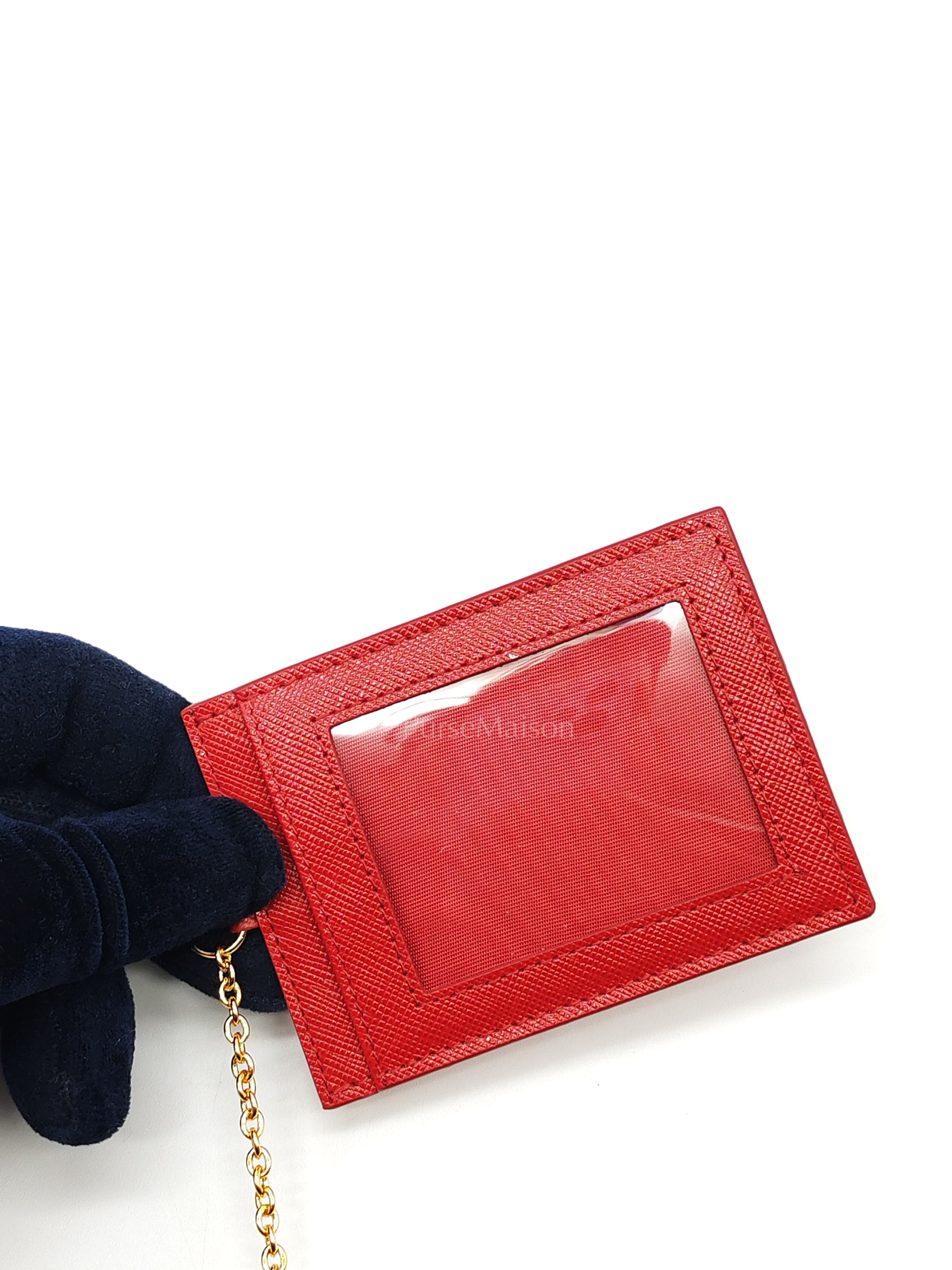 Saffiano Metal Long Wallet in Fiery Red & Gold Hardware | Purse Maison Luxury Bags Shop