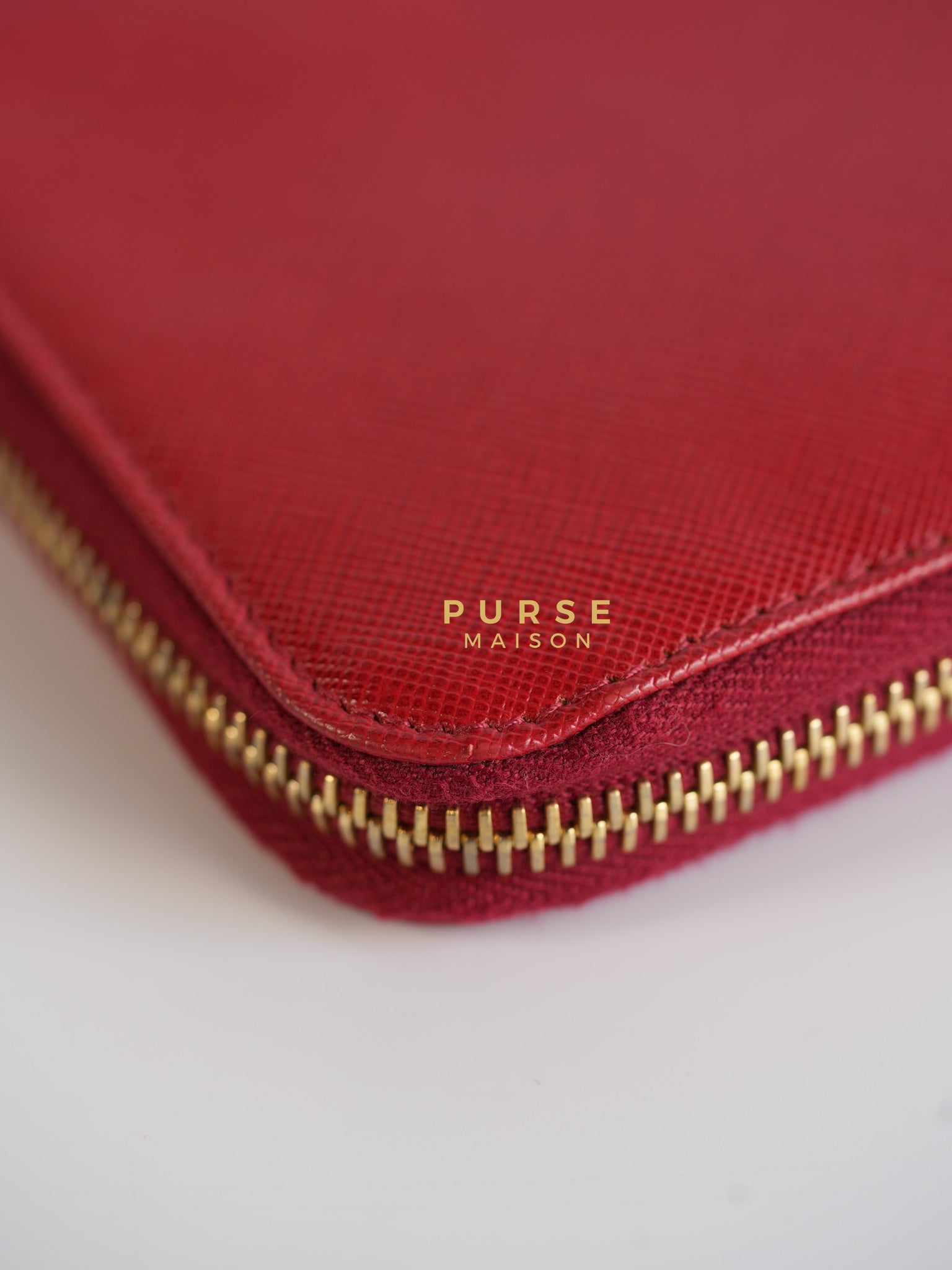 Saffiano Red Long Zipper Wallet | Purse Maison Luxury Bags Shop