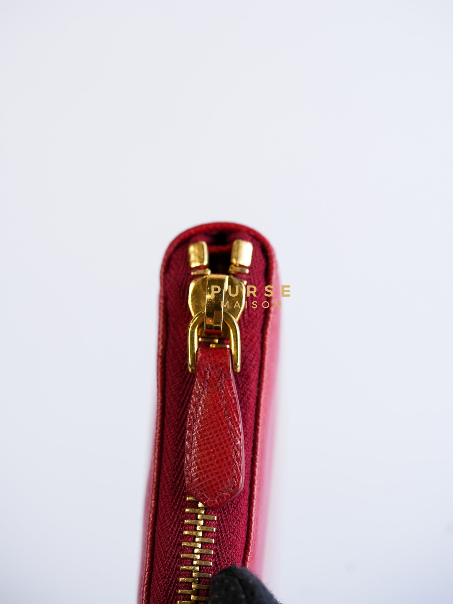 Saffiano Red Long Zipper Wallet | Purse Maison Luxury Bags Shop