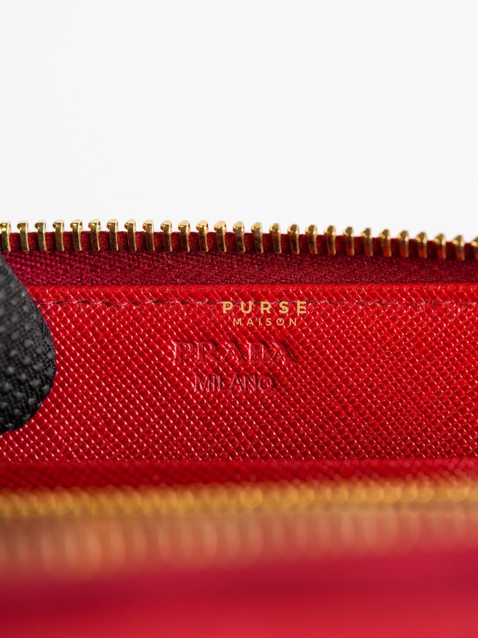 Saffiano Red Long Zipper Wallet | Purse Maison Luxury Bags Shop